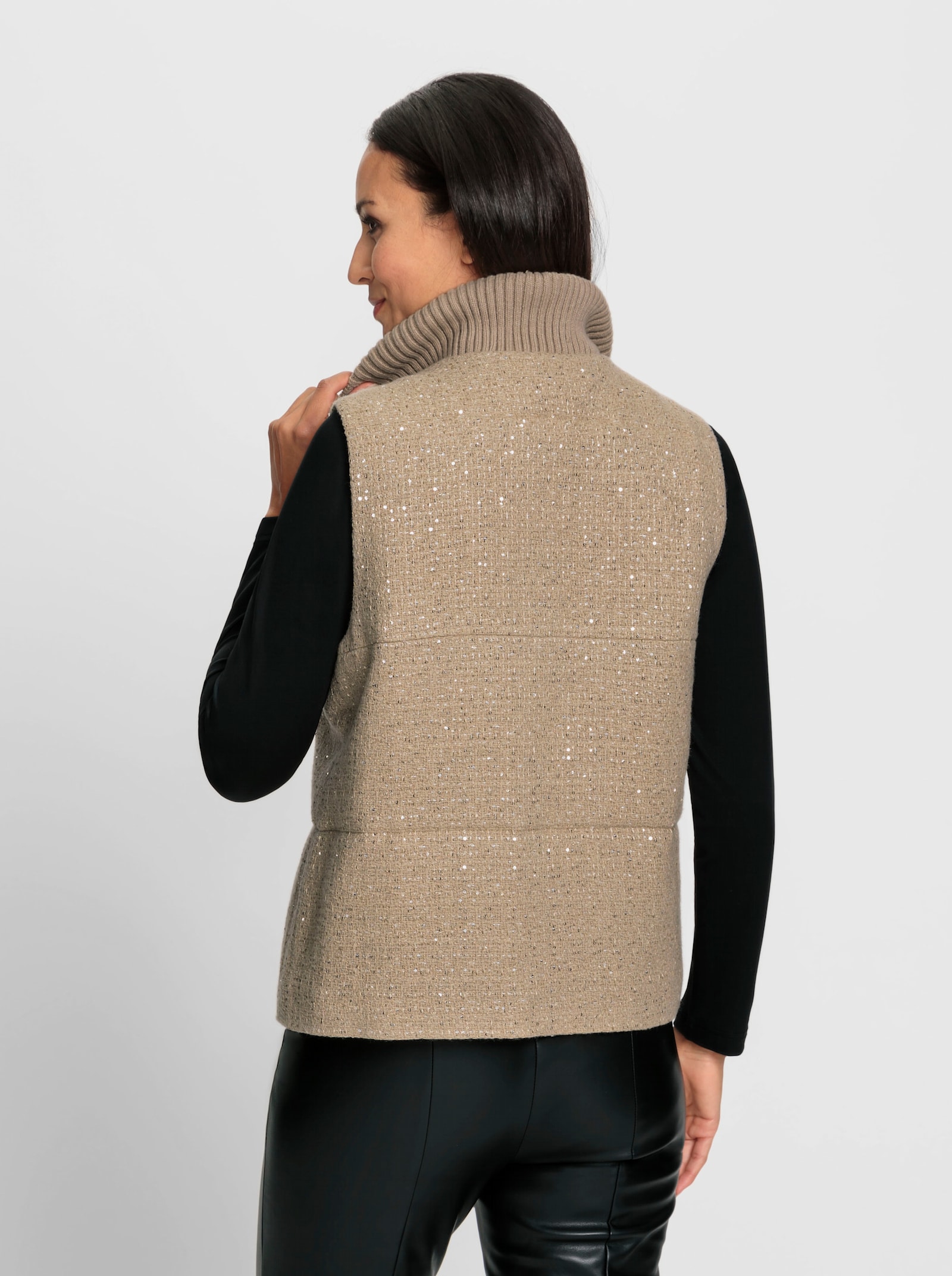 heine Steppweste Bouclé-Qualität mit Pailletten - beige