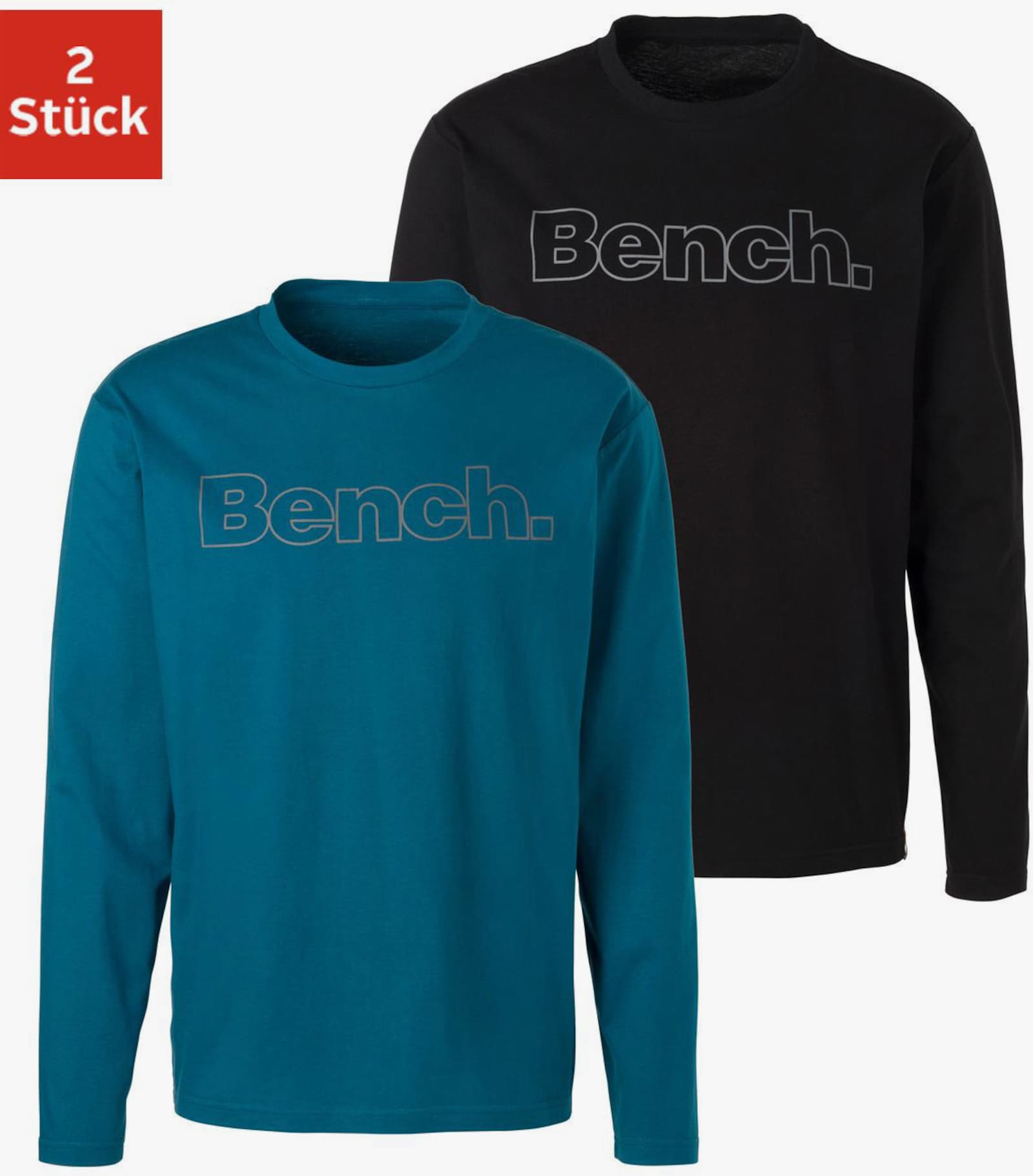 Bench. Loungewear Langarmshirt - petrol, schwarz
