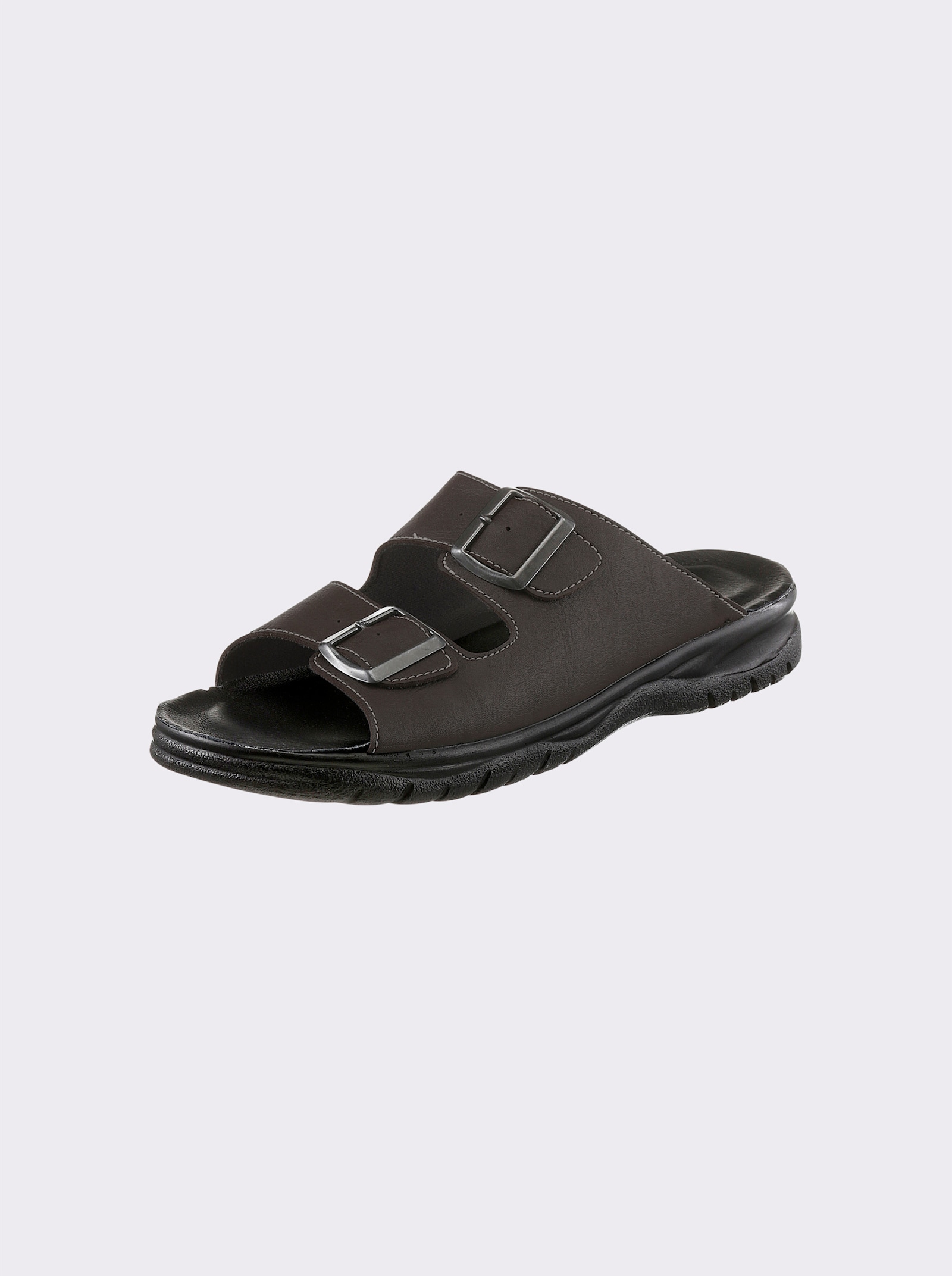 airsoft modern+ Pantolette aus Lederimitat, weich gepolstert - schoko