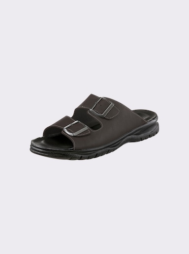 airsoft modern+ Pantolette aus Lederimitat, weich gepolstert - schoko