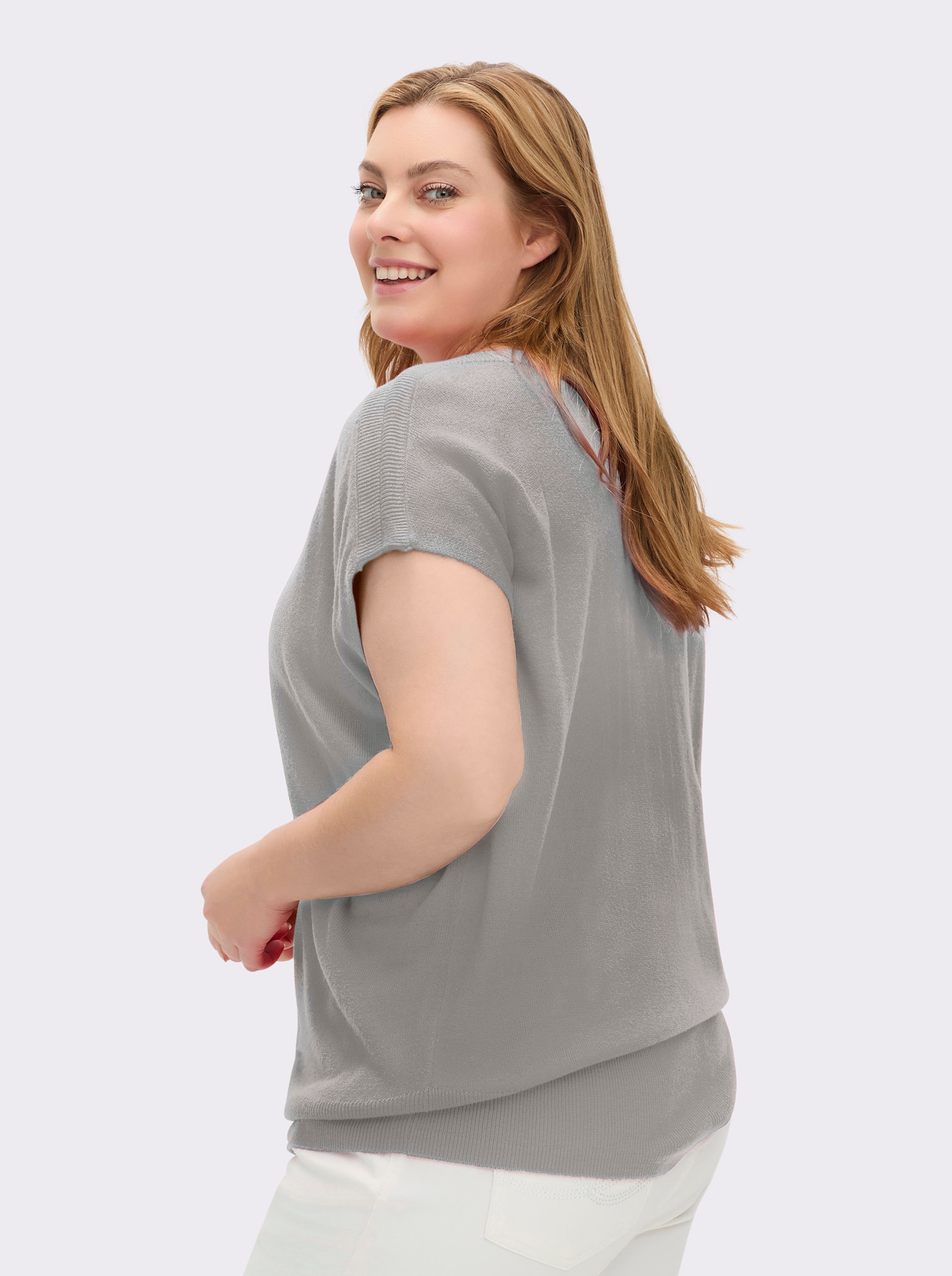 Pullunder mit U-Boot-Ausschnitt - steingrau