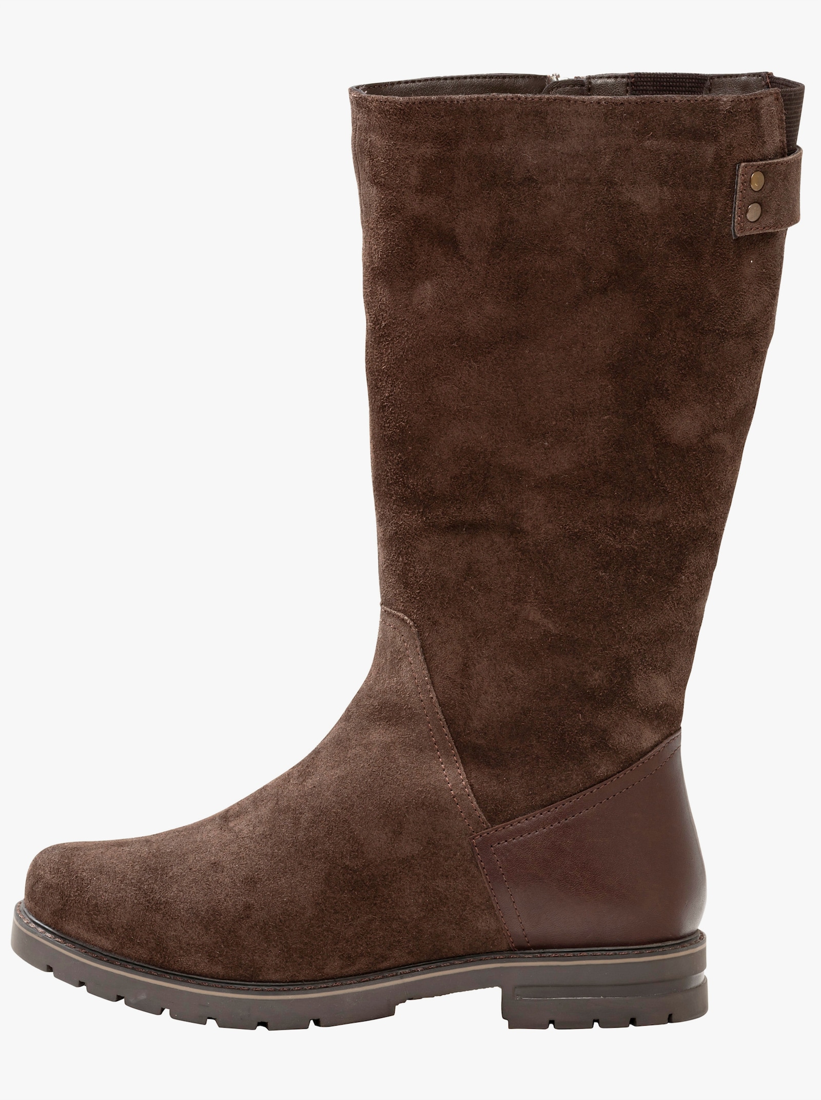 sheego Weitschaftstiefel aus Leder mit Fellimitat - braun