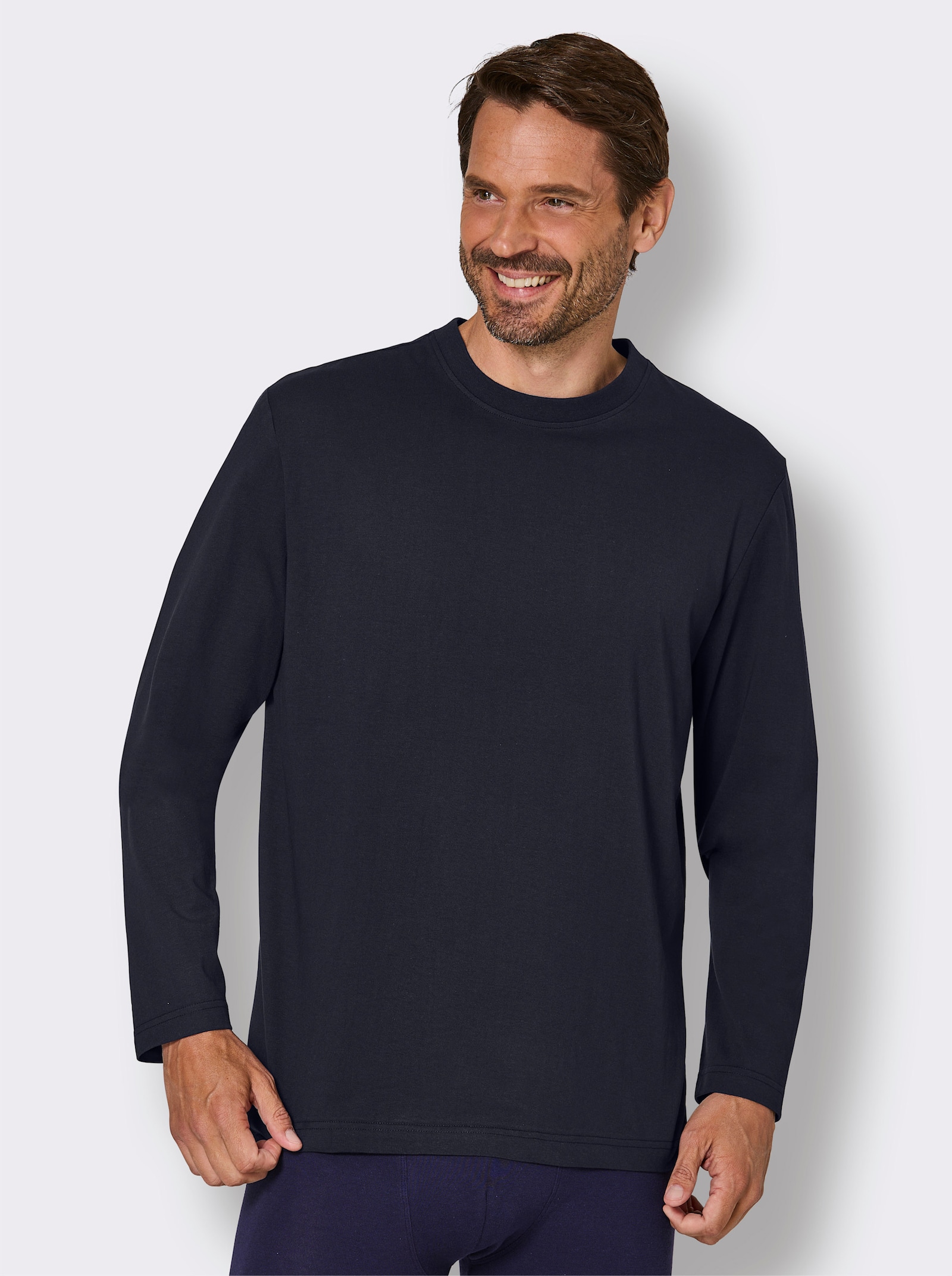 wäschepur men Schlafanzug-Shirt - marine + anthrazit-meliert