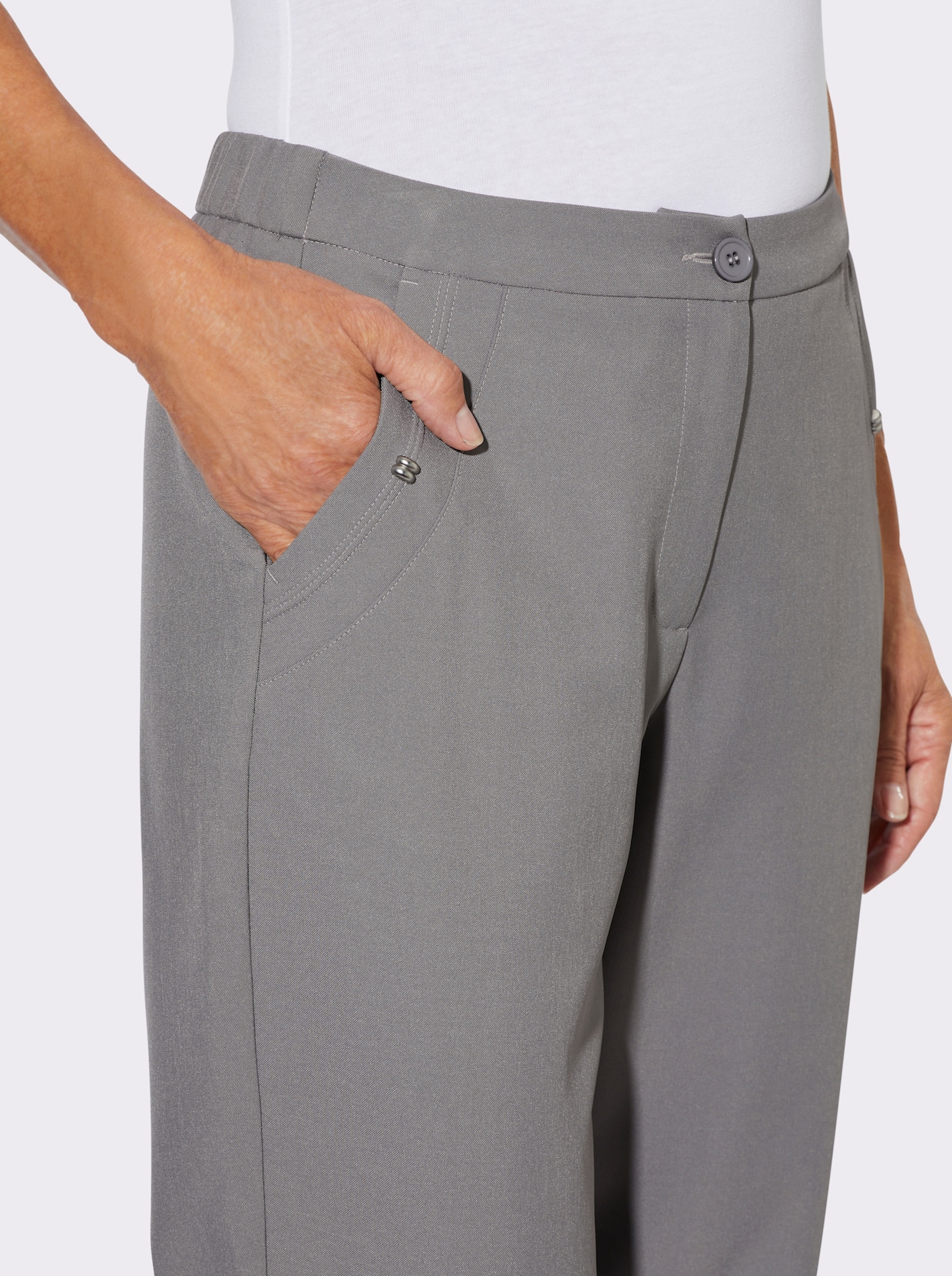 Broek met sierelement op de zakken - grijs