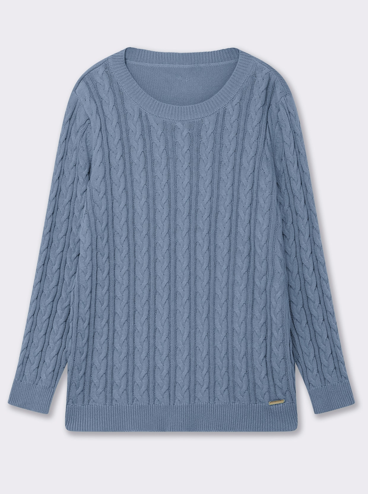 Strickpullover mit Zopfmuster - taubenblau