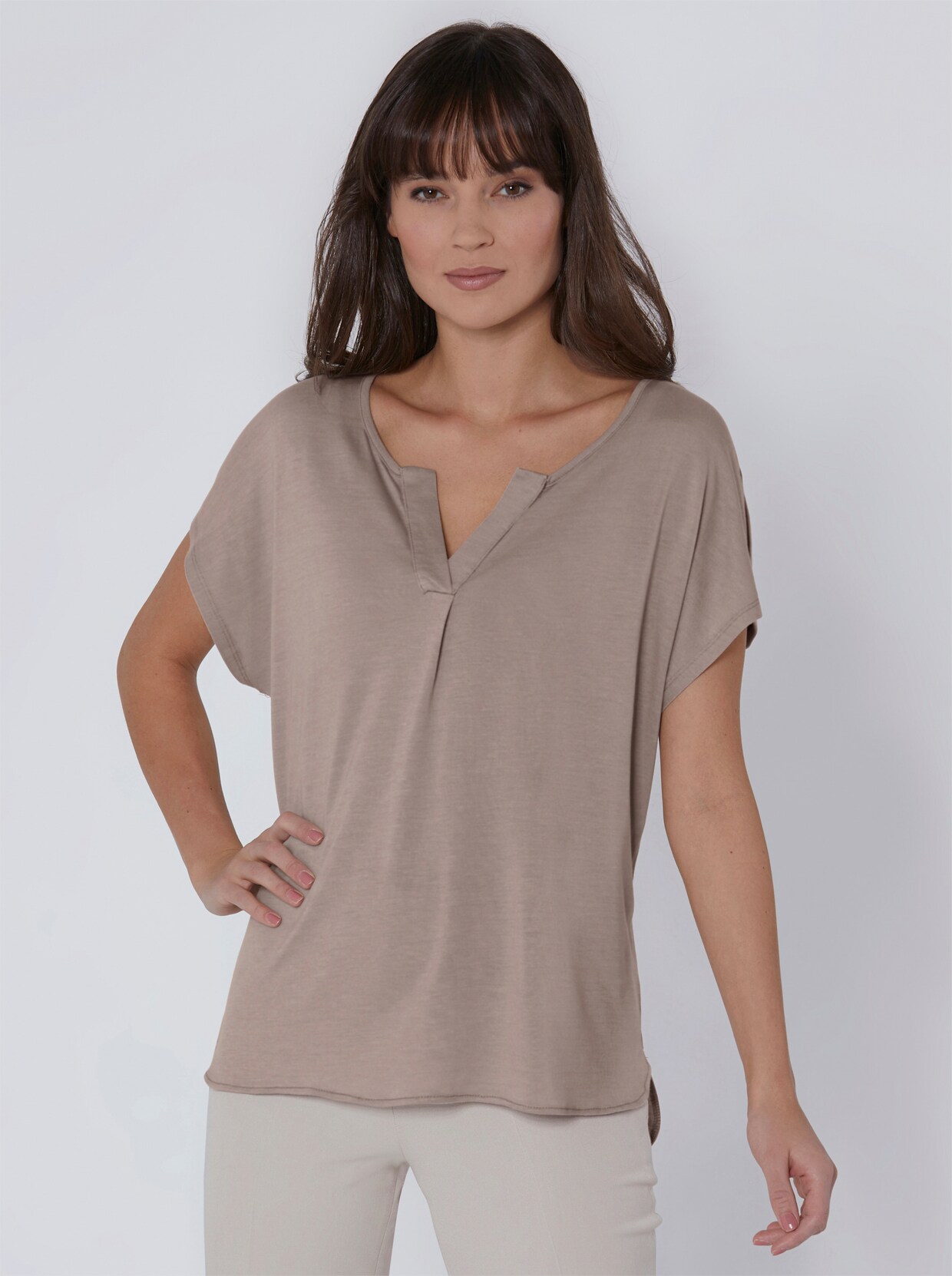 CREATION L PREMIUM Modal-Seiden-Shirt - taupe