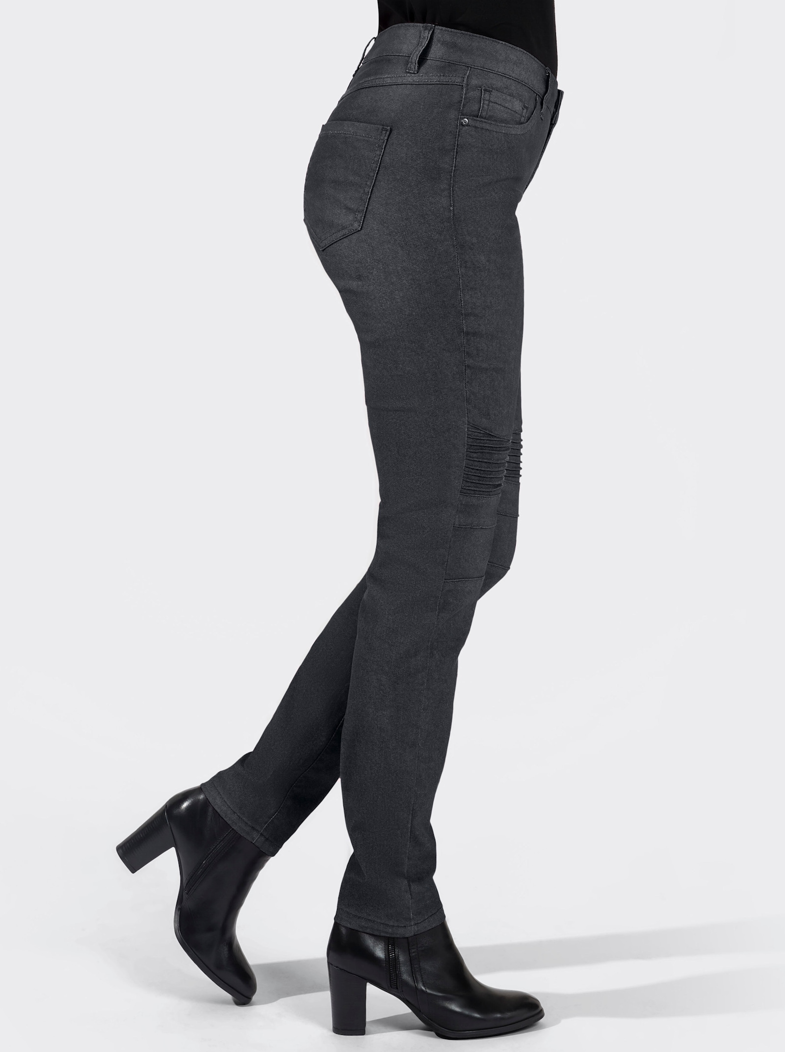 Jeans im Biesen - black-denim