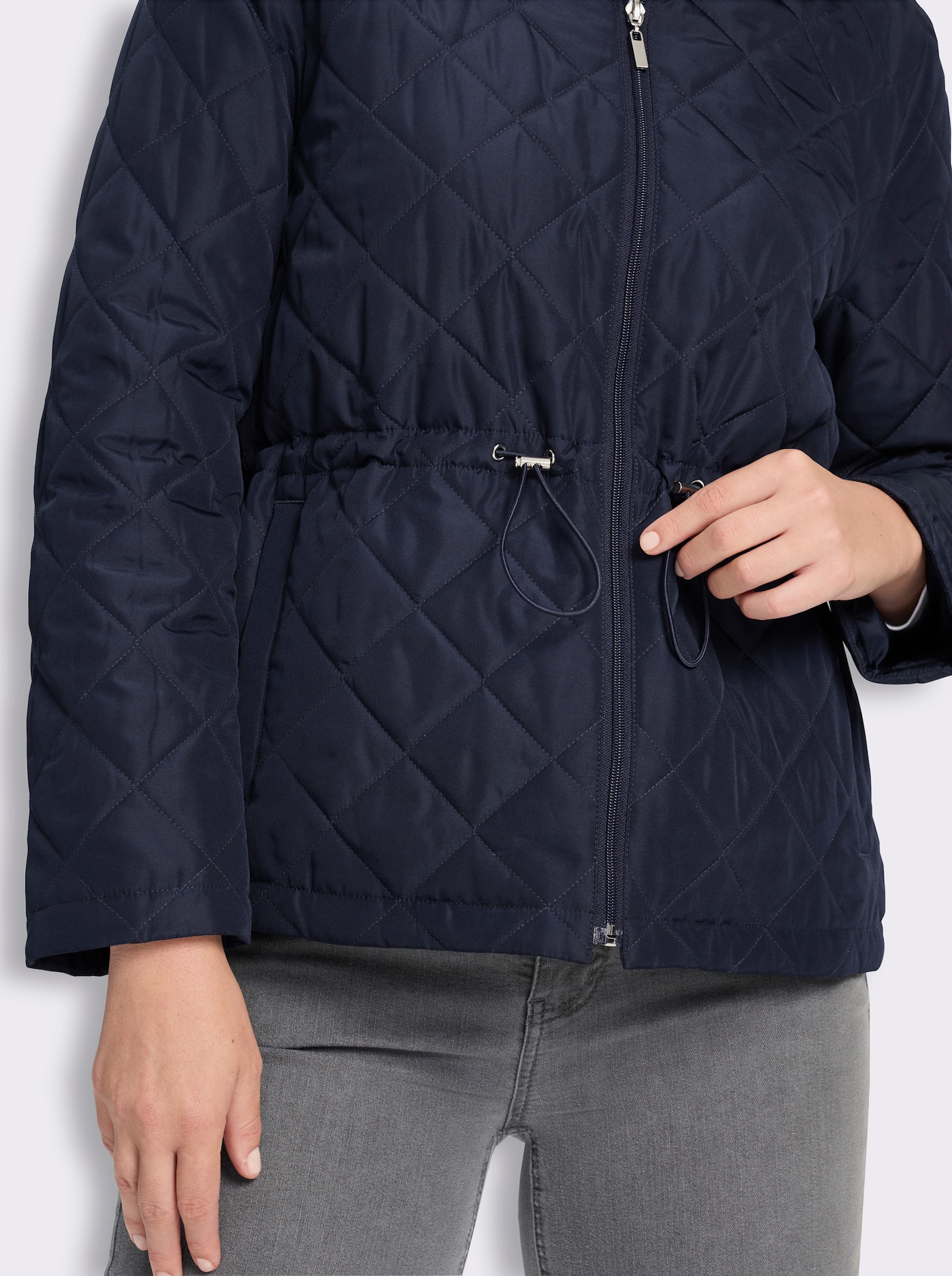 Steppjacke mit Tunnelzug in der Taille - marine