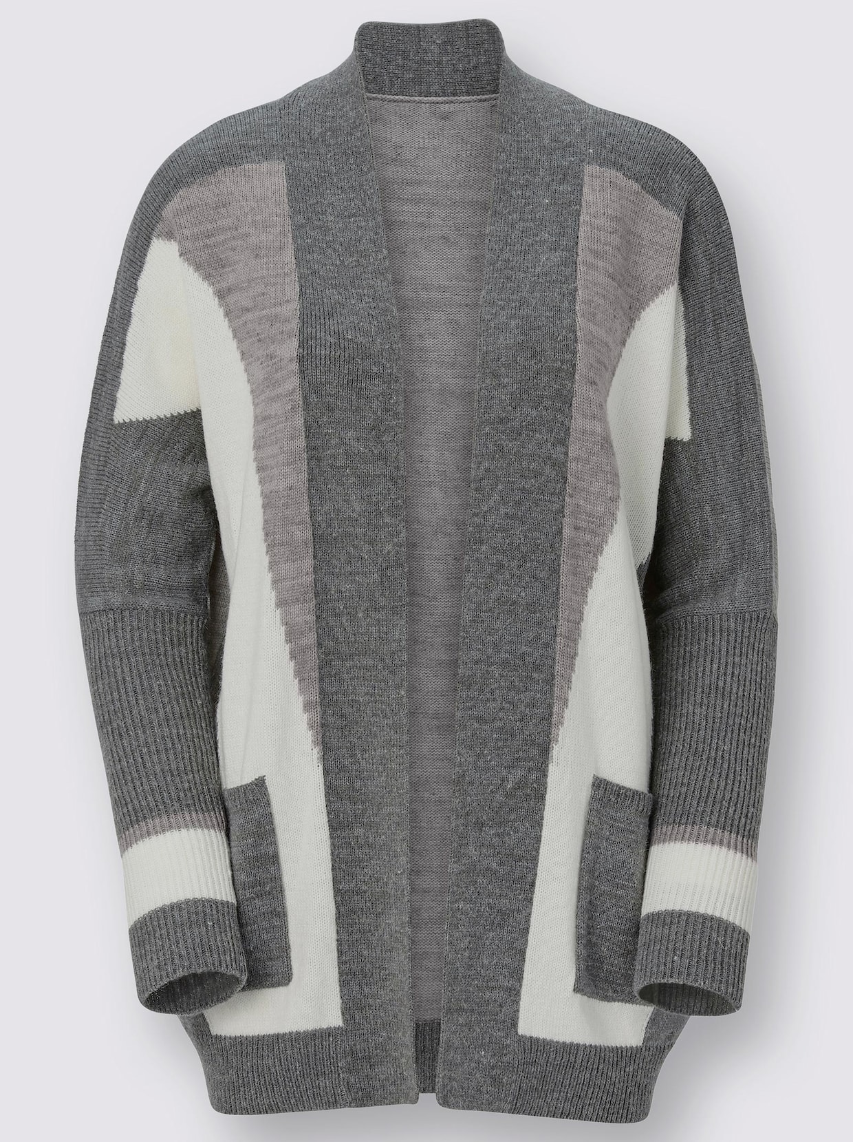 Veste en tricot - gris à motifs