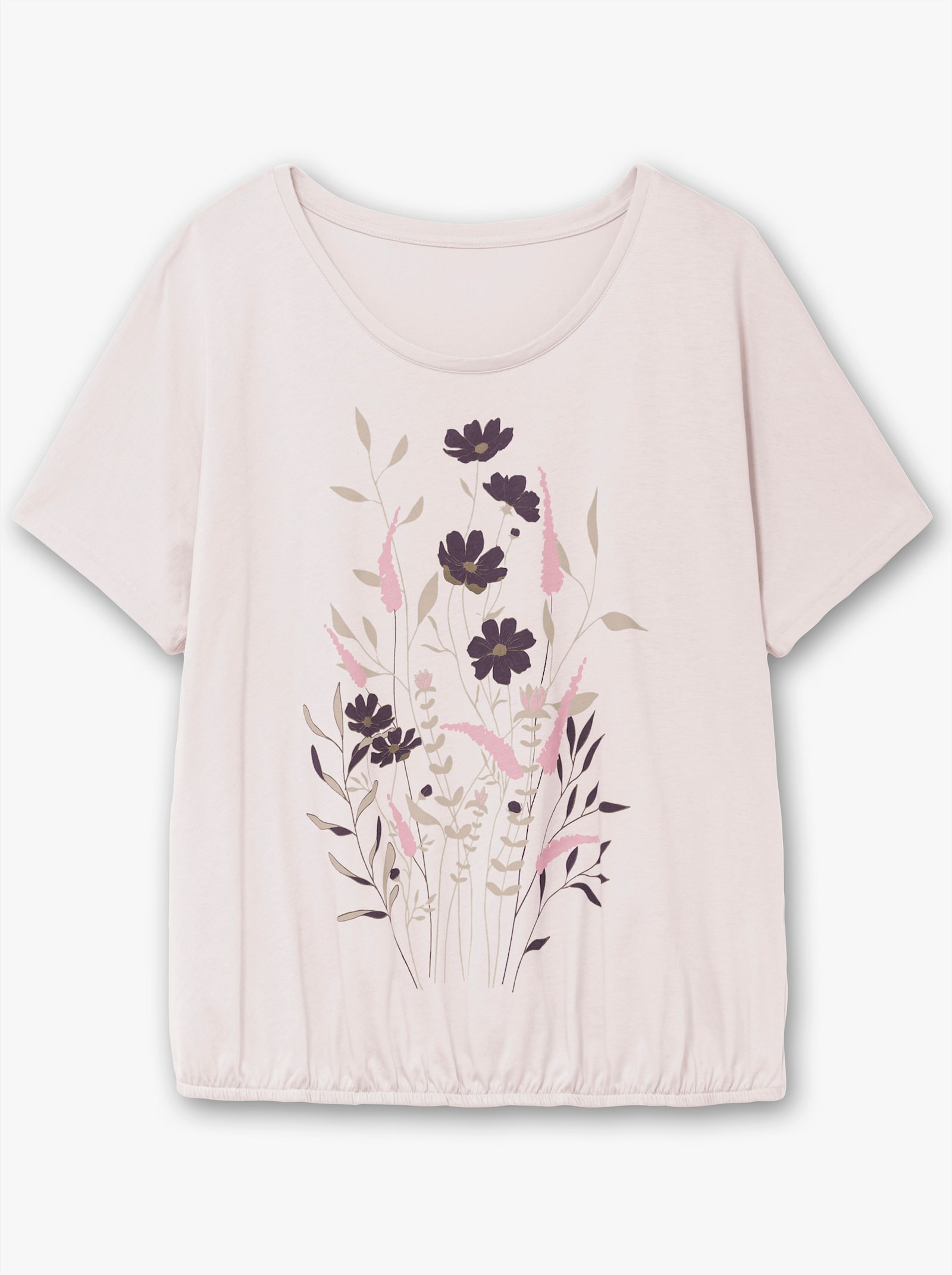 T-Shirt mit Blumen-Druck im Vorderteil - hellrosé