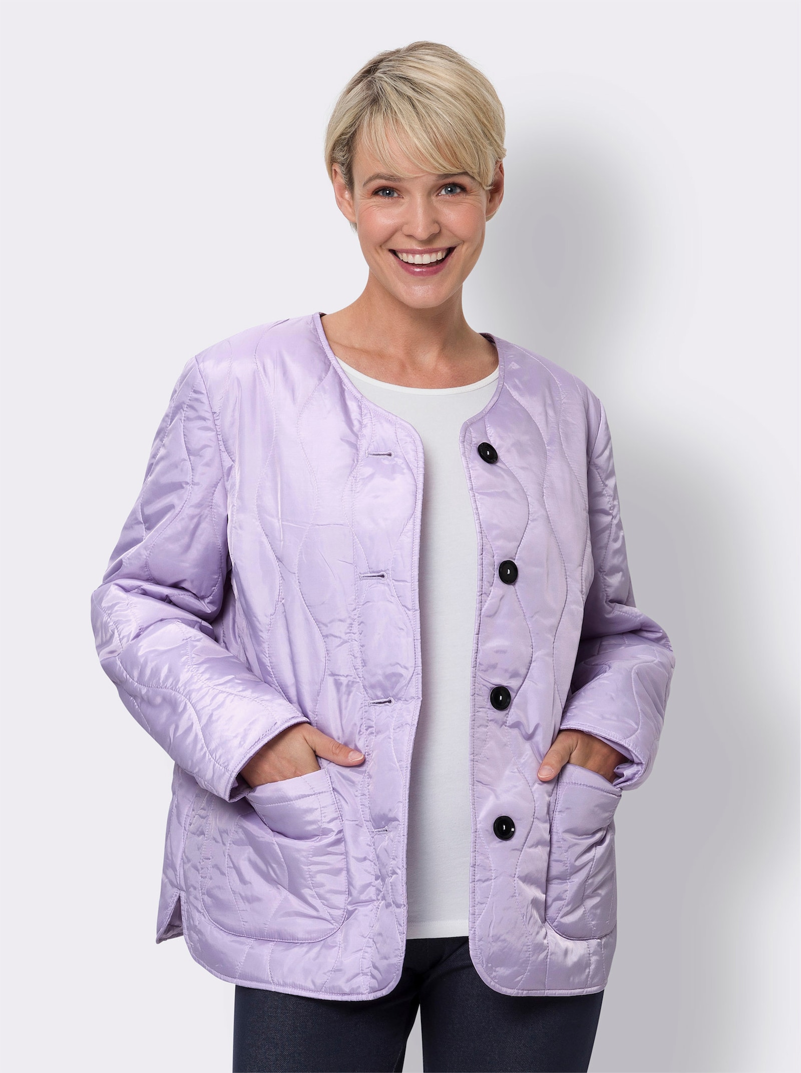 Steppjacke in kastigem Schnitt - flieder