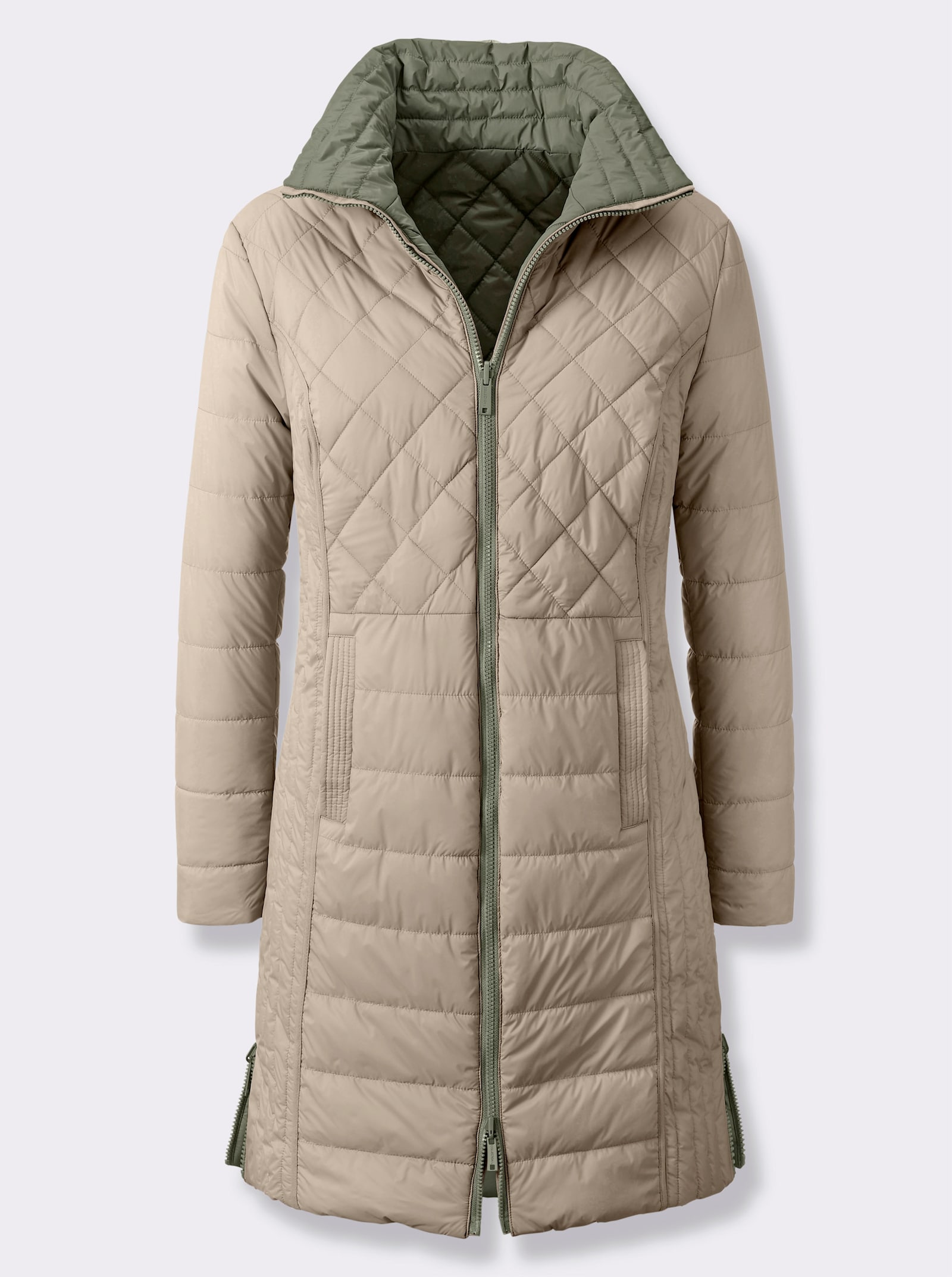 Steppmantel zum Wenden - khaki