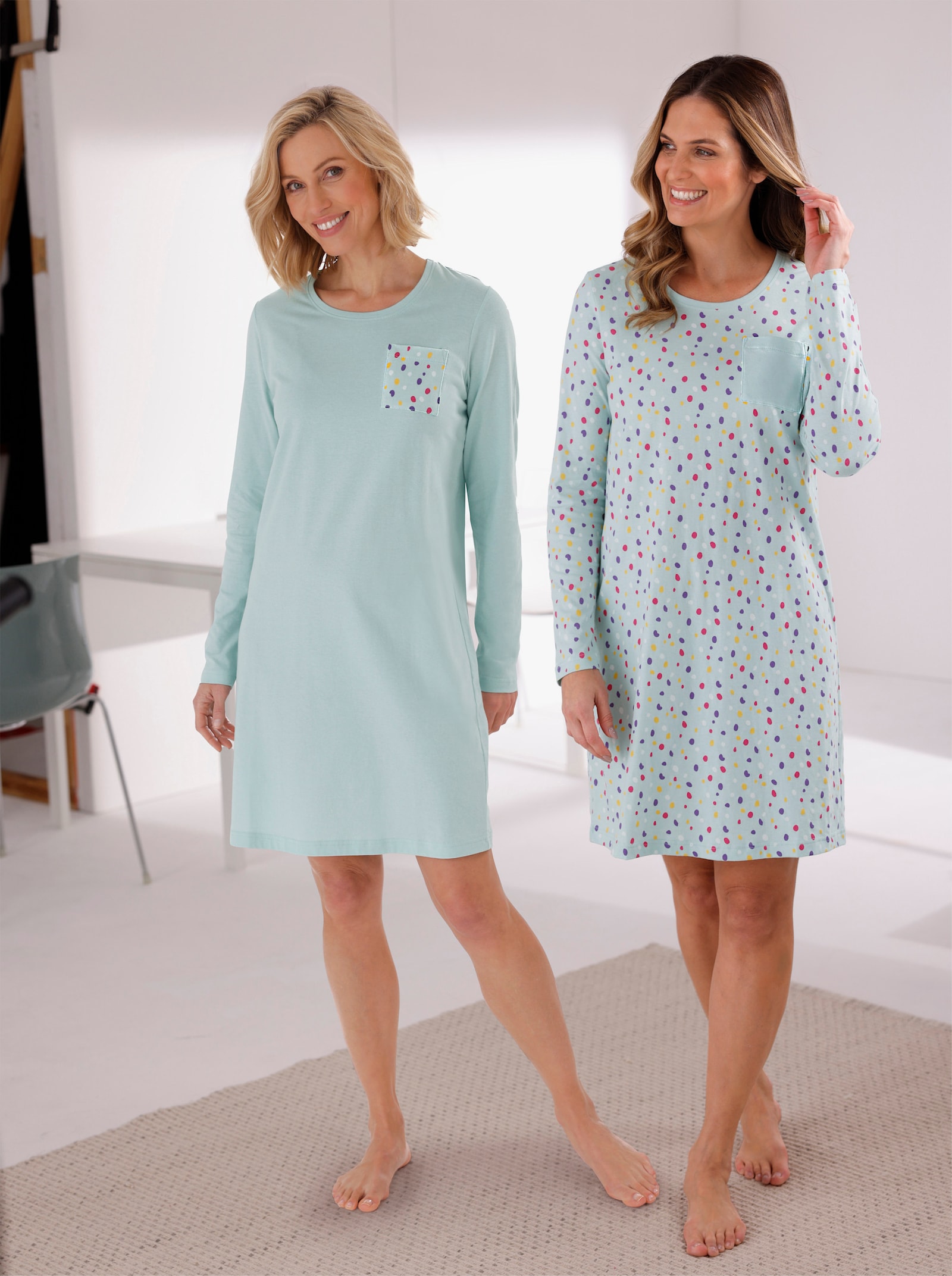 wäschepur Slaapshirts - kalkmint bedrukt + kalkmint