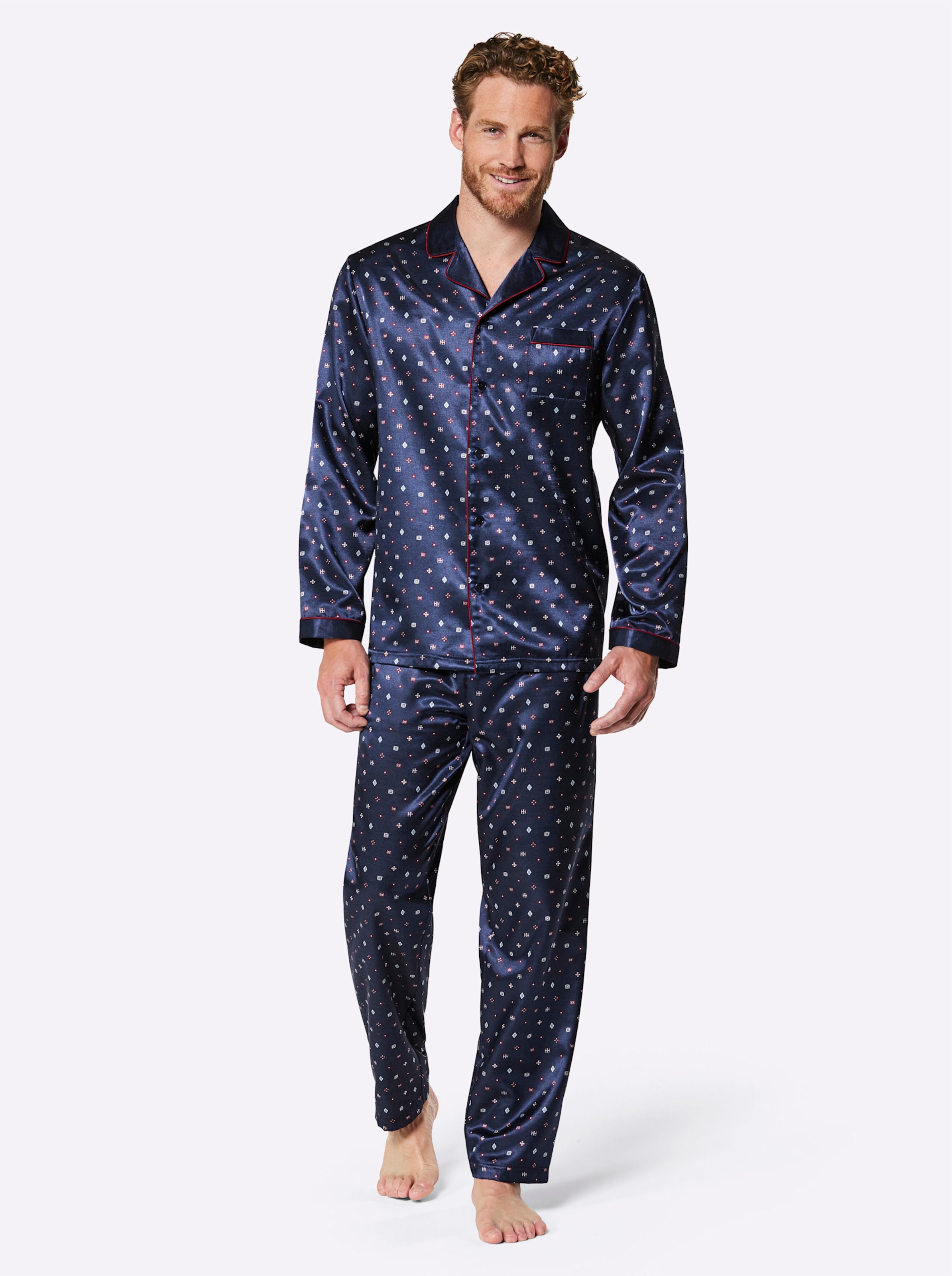 Witt Herren Pyjama, nachtblau