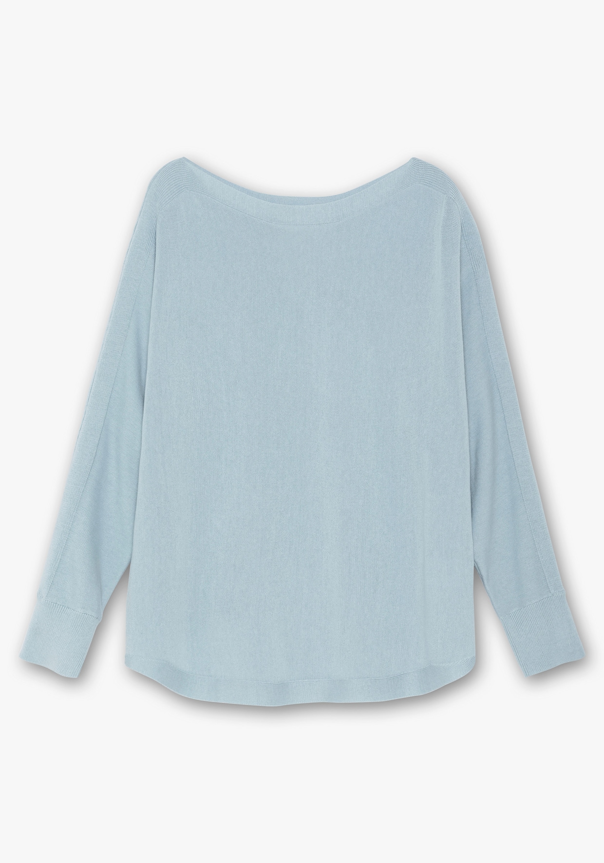 Langarm-Pullover in Jersey-Strick - hellblau