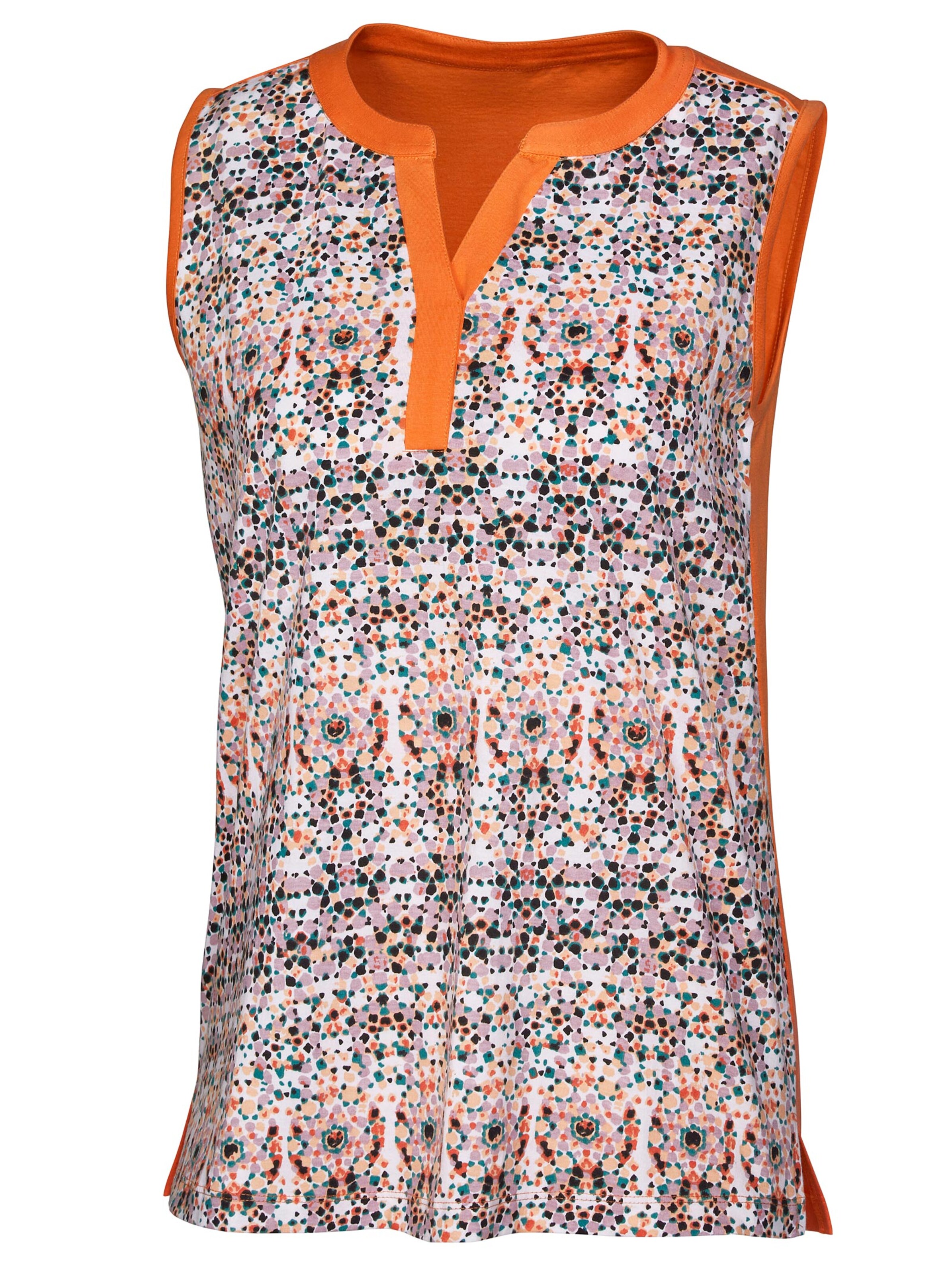 Shirttop - mandarine-gemustert