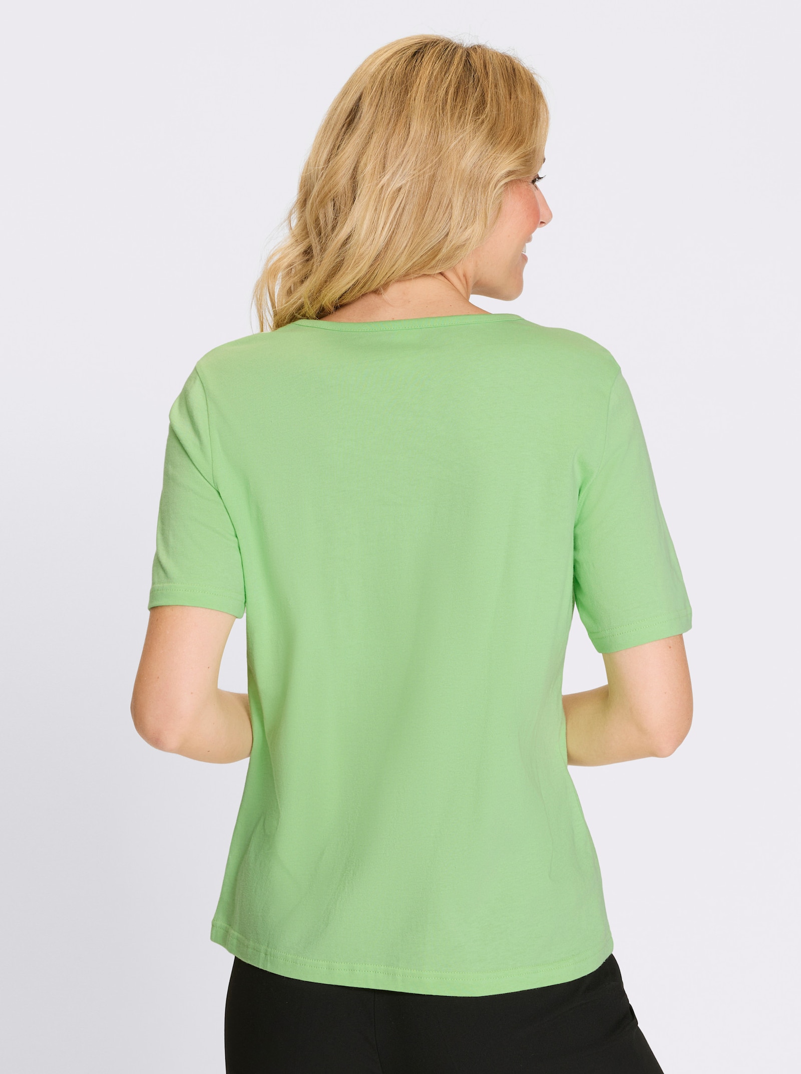 Shirt met korte mouwen en weidebloemenprint - resedagroen