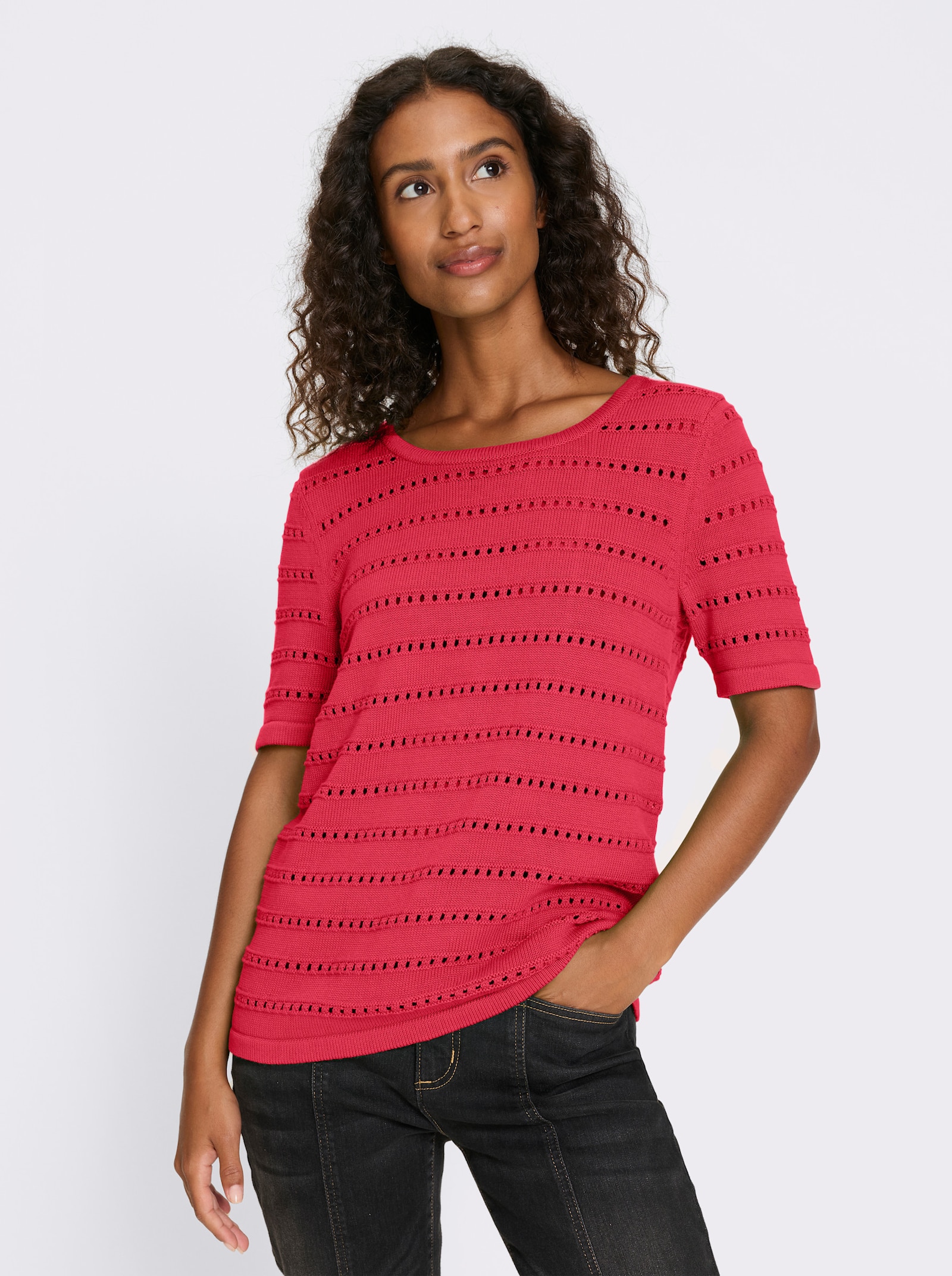 heine Ajourpullover mit 3D-Effekt - pink