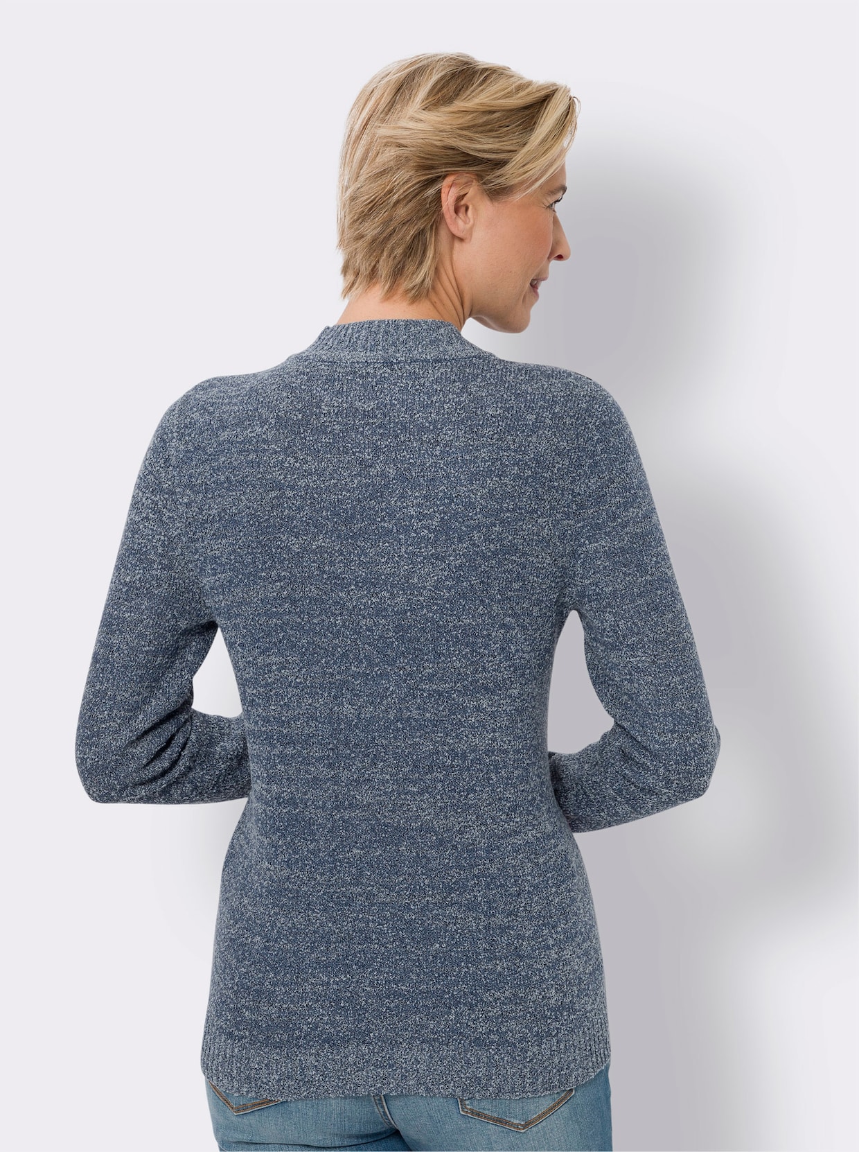 Bouclé-pullover - jeansblauw gemêleerd