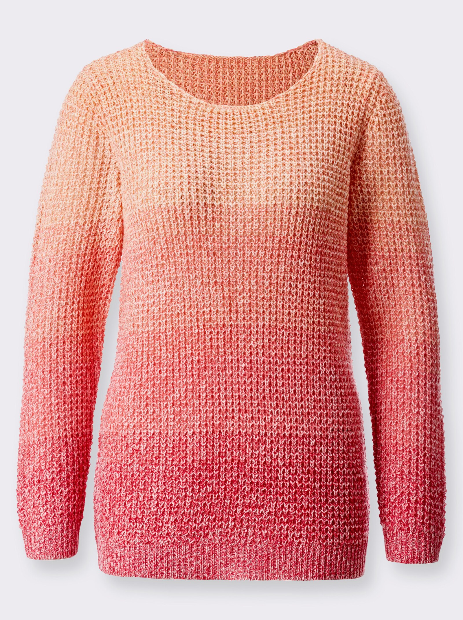 Pullover met lange mouwen en kleurverloop - apricot/aardbei gedessineerd