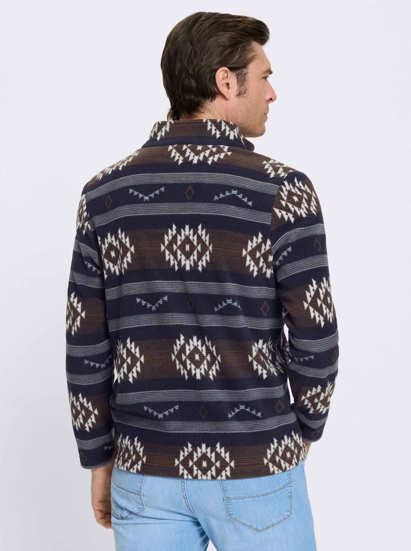 Catamaran Fleecejacke mit Allover-Print - marine-schoko-gemustert