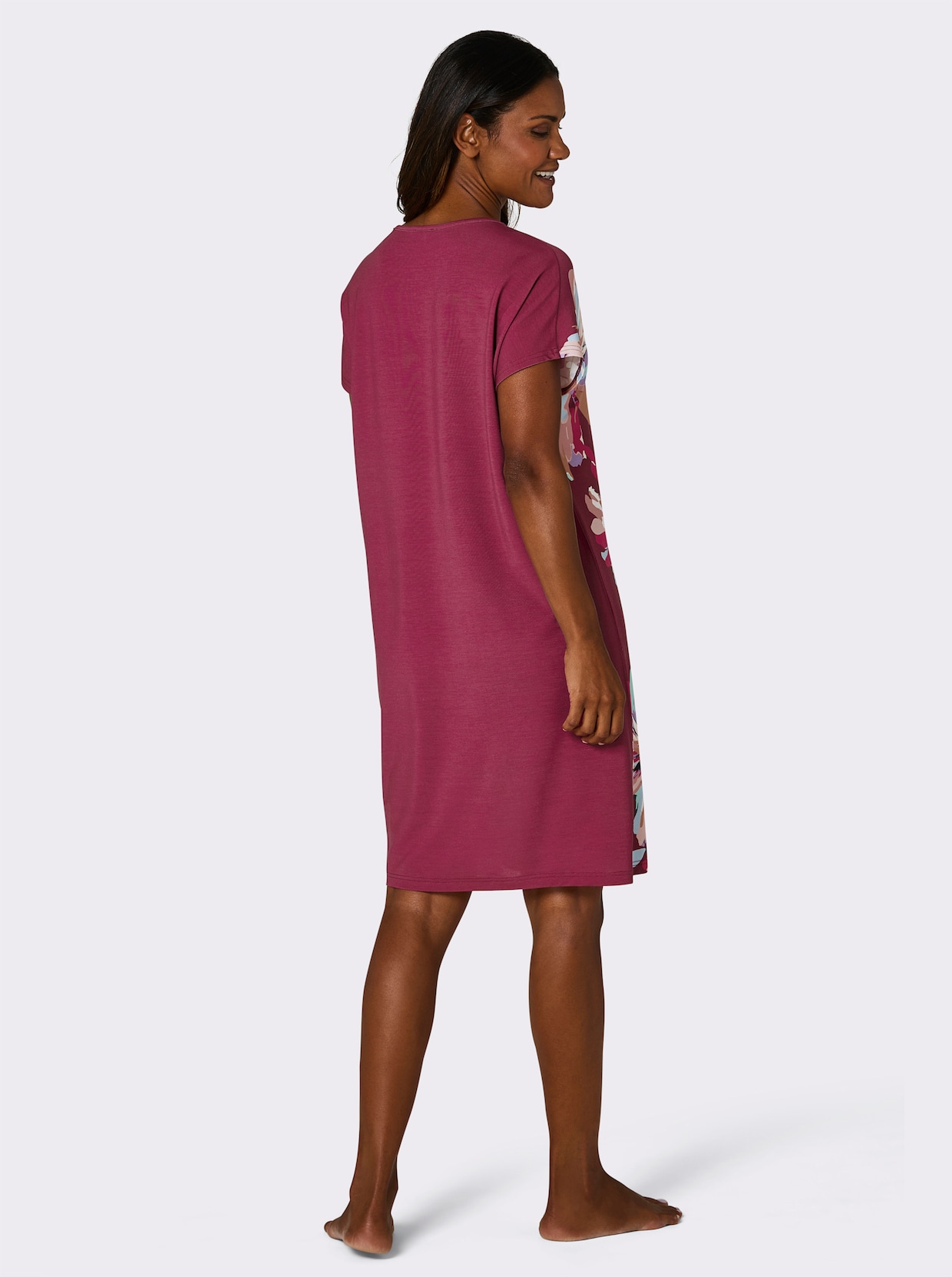 wäschepur Sleepshirt - malve-rauchblau-bedruckt