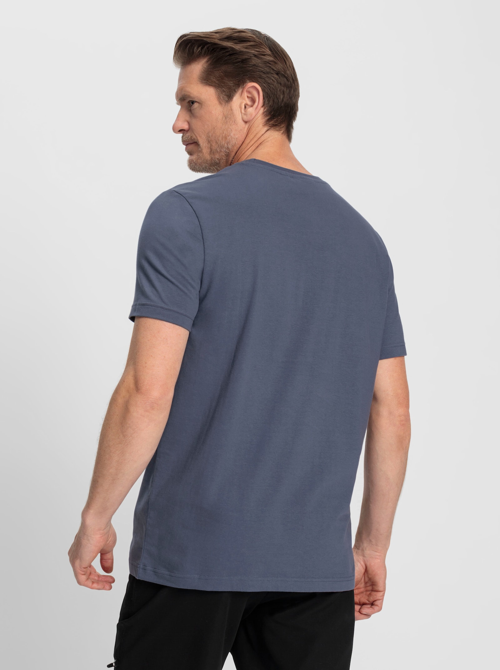 Catamaran Sports Freizeitshirt aus Baumwoll-Stretch - rauchblau-weiß