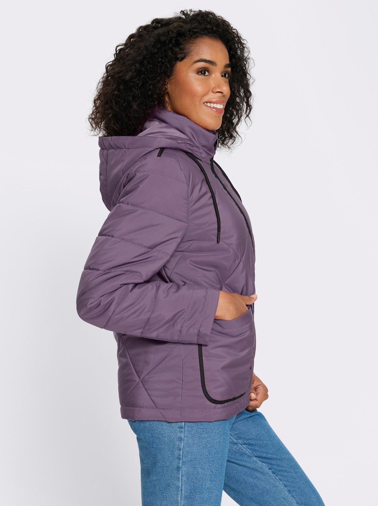 Steppjacke mit Kontrast-Details - feige-schwarz