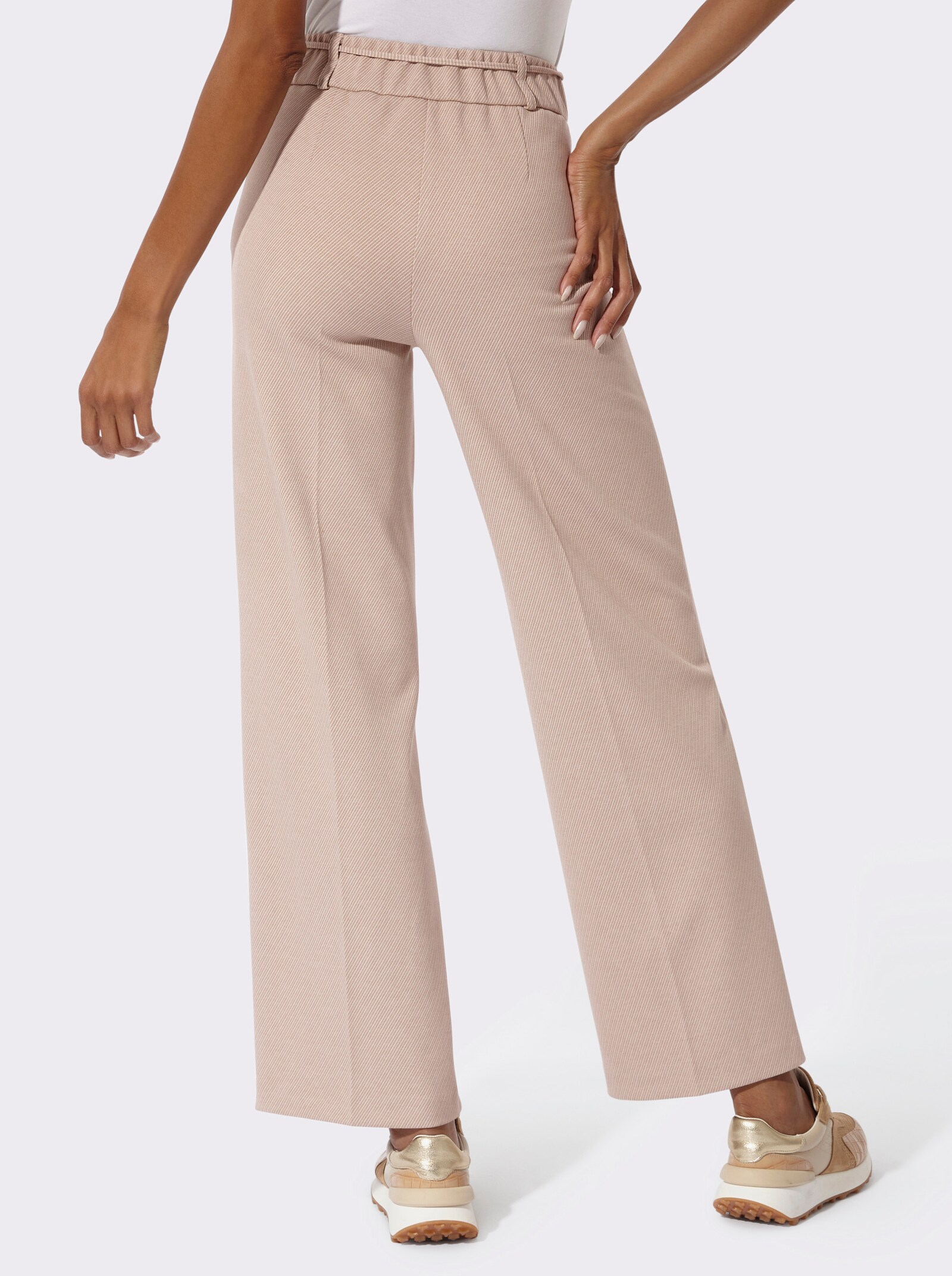 Jerseyhose inklusive Stoffgürtel - champagner-beige-meliert