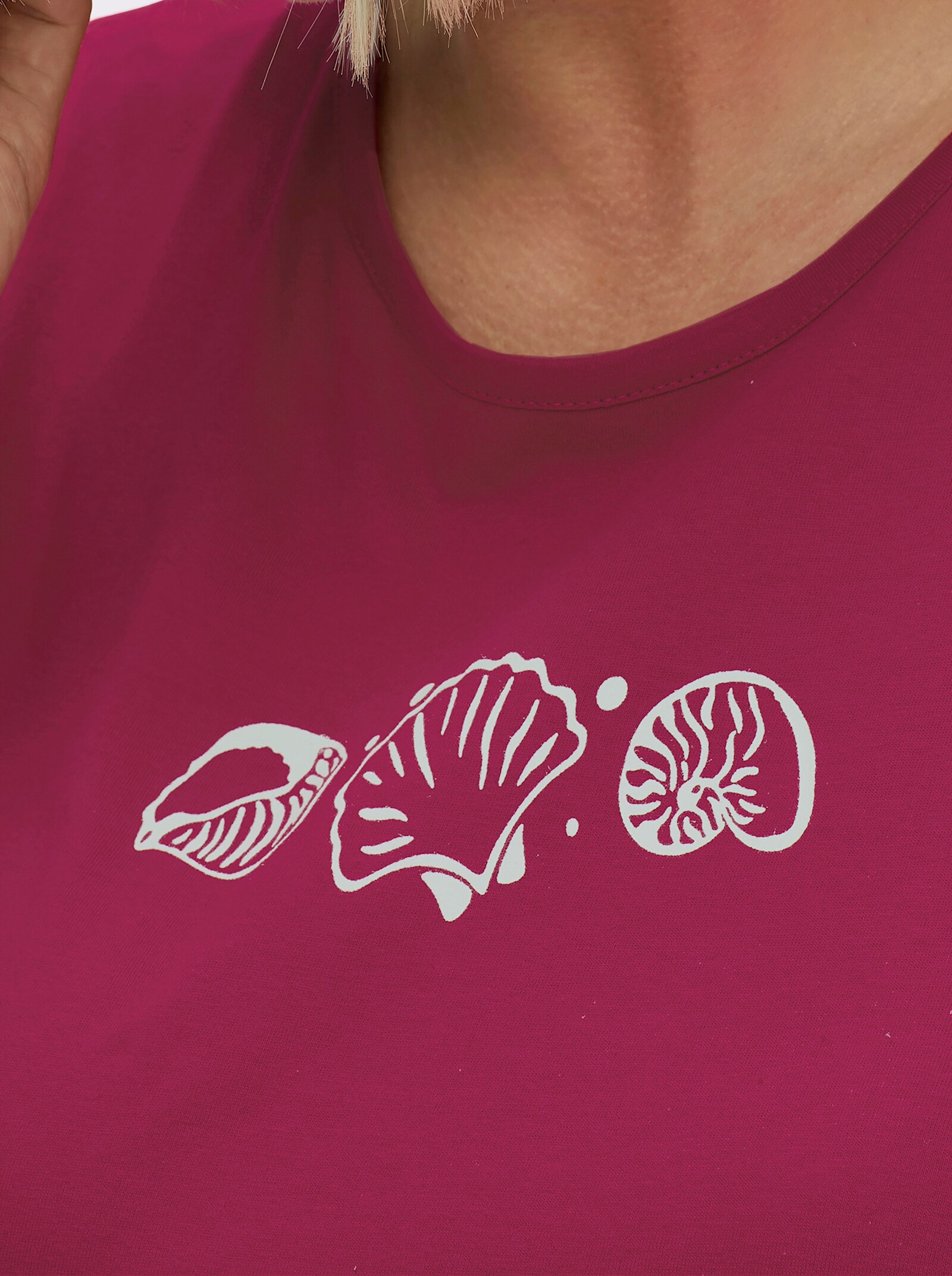 Shirttop mit Seitenschlitzen - himbeere