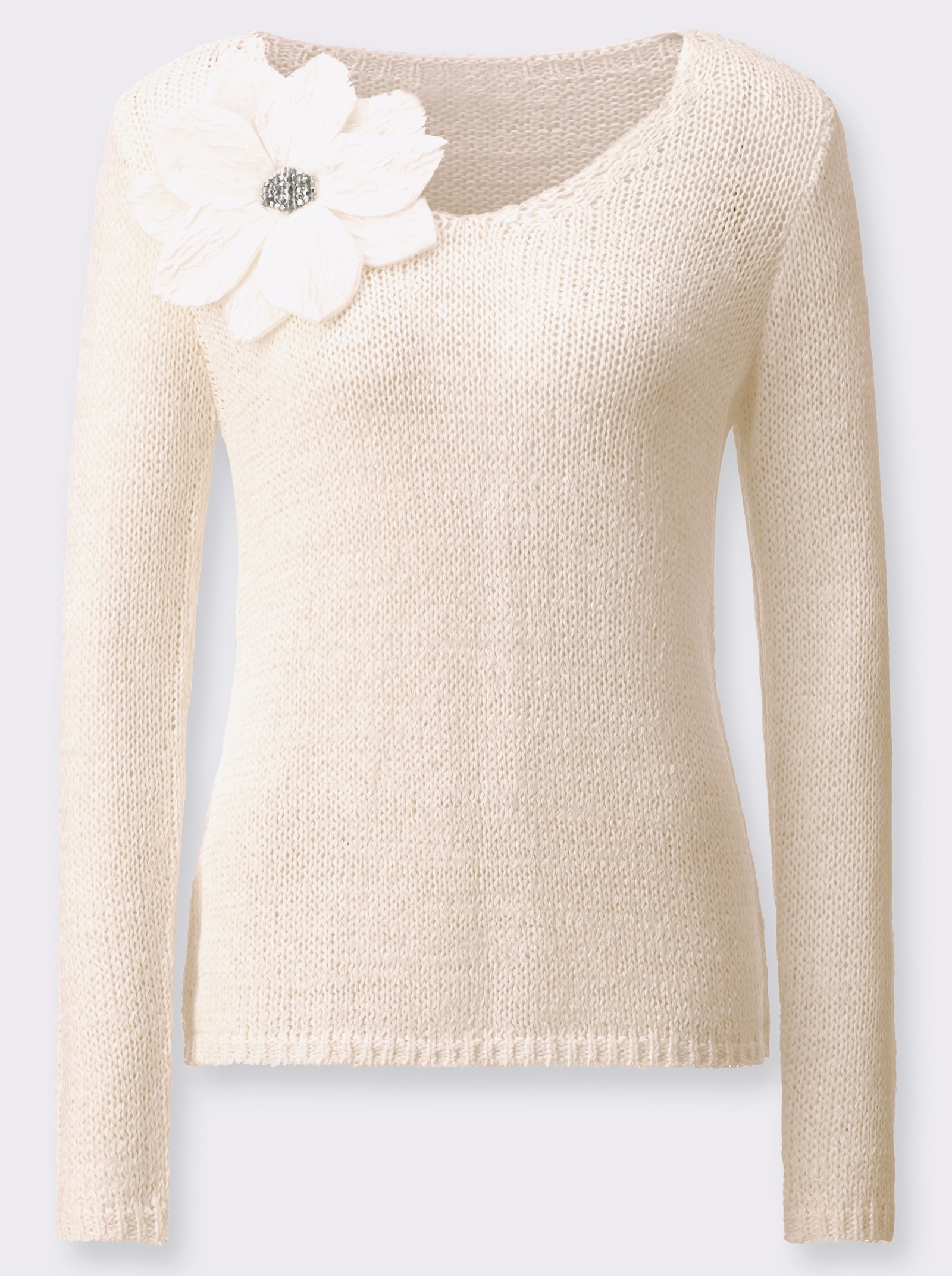 Ajourpullover mit Lyocell - ecru