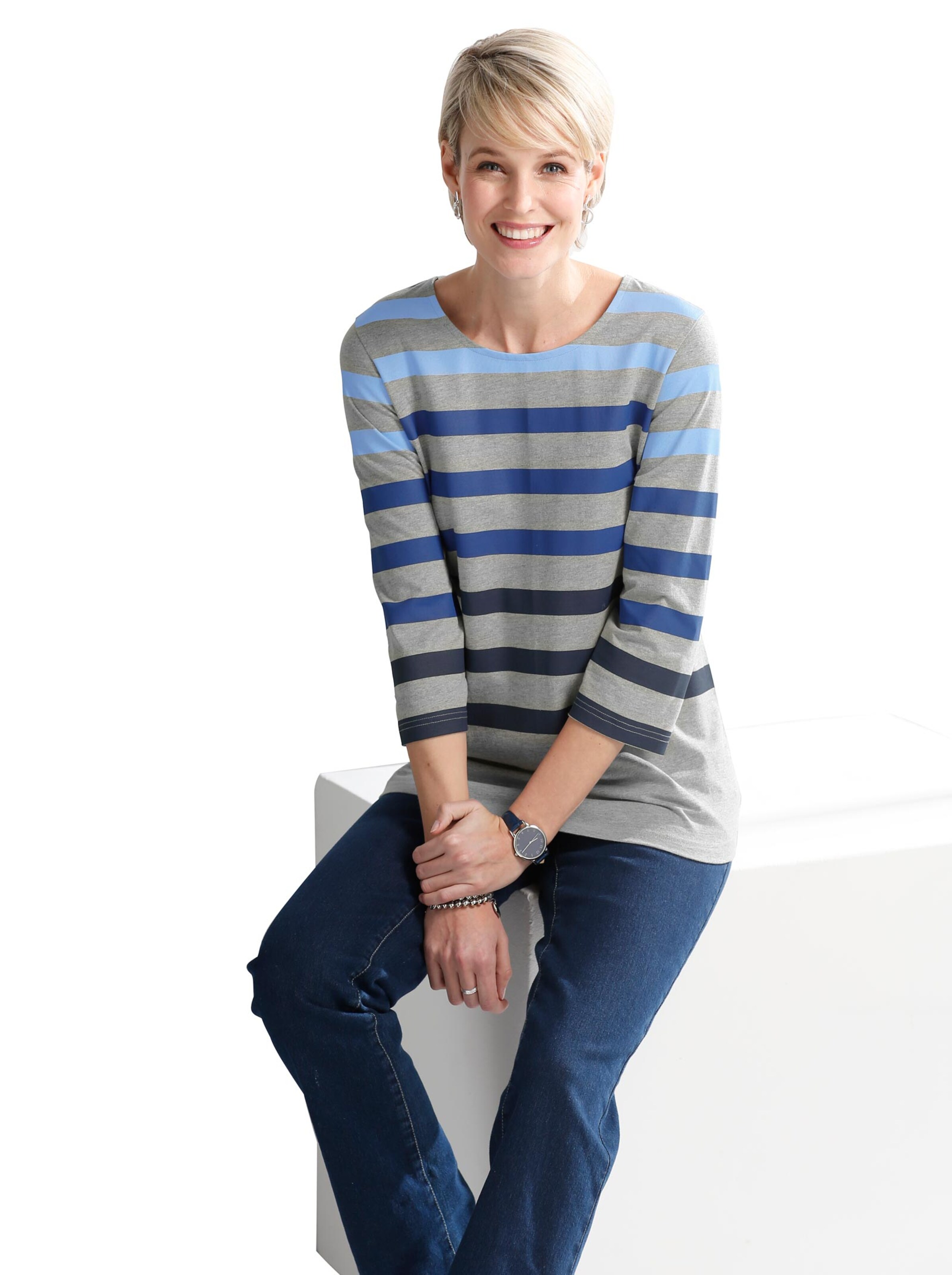 Shirt - grau-geringelt