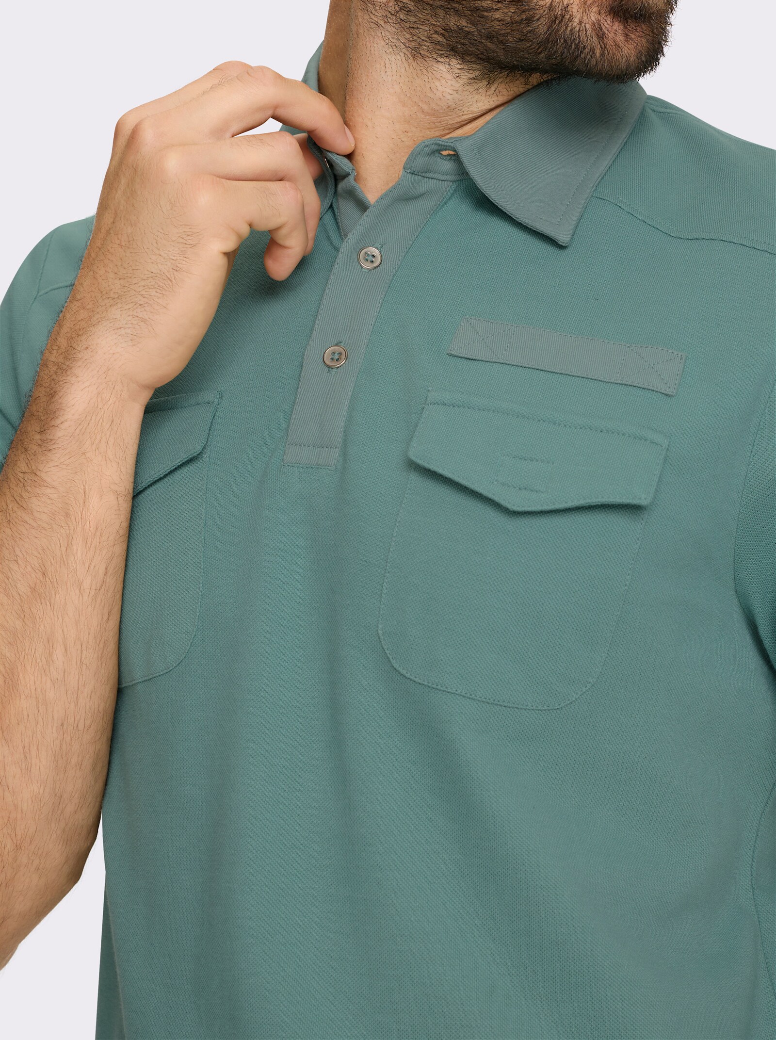 Marco Donati Kurzarmshirt mit Twill-Elementen - jade