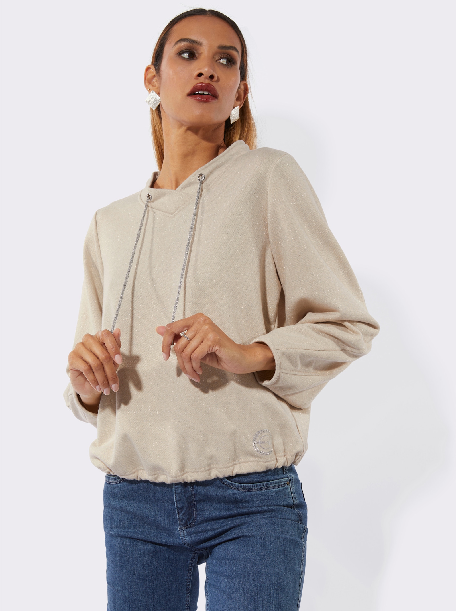Sweatshirt mit Ballon-Ärmeln - sand-silberfarben