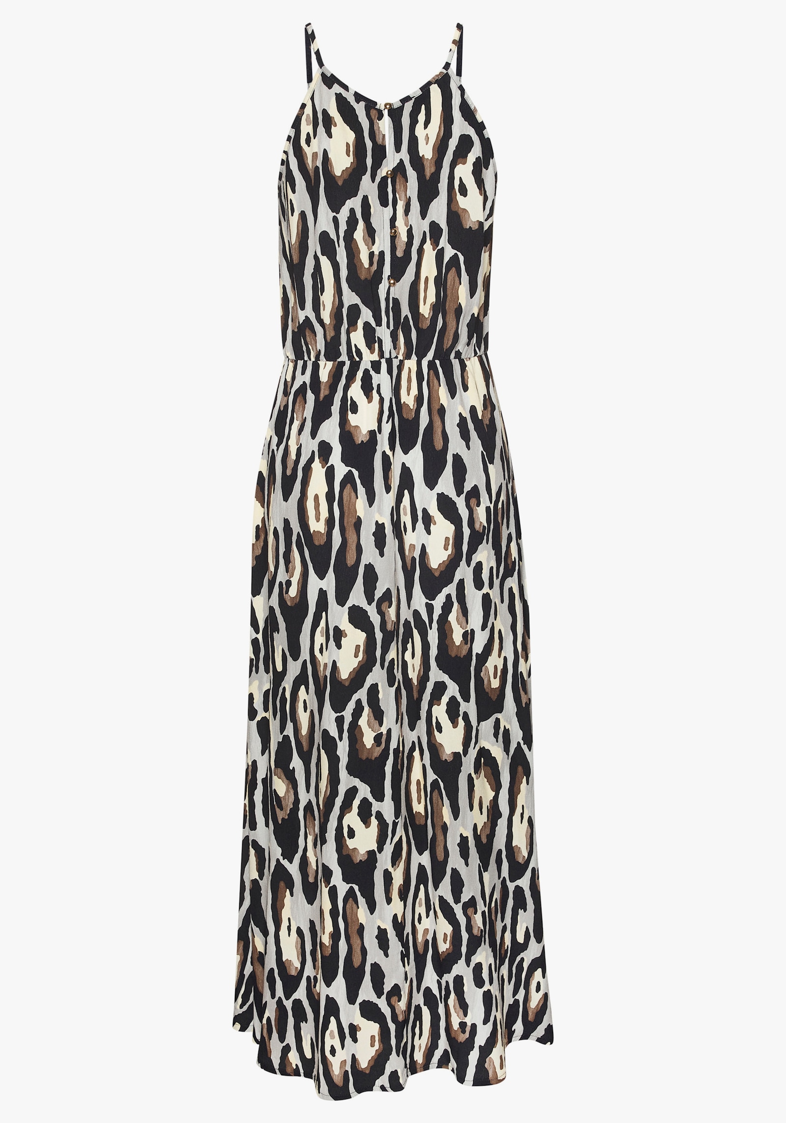 LASCANA Maxikleid - schwarz-grau-gelb bedruckt