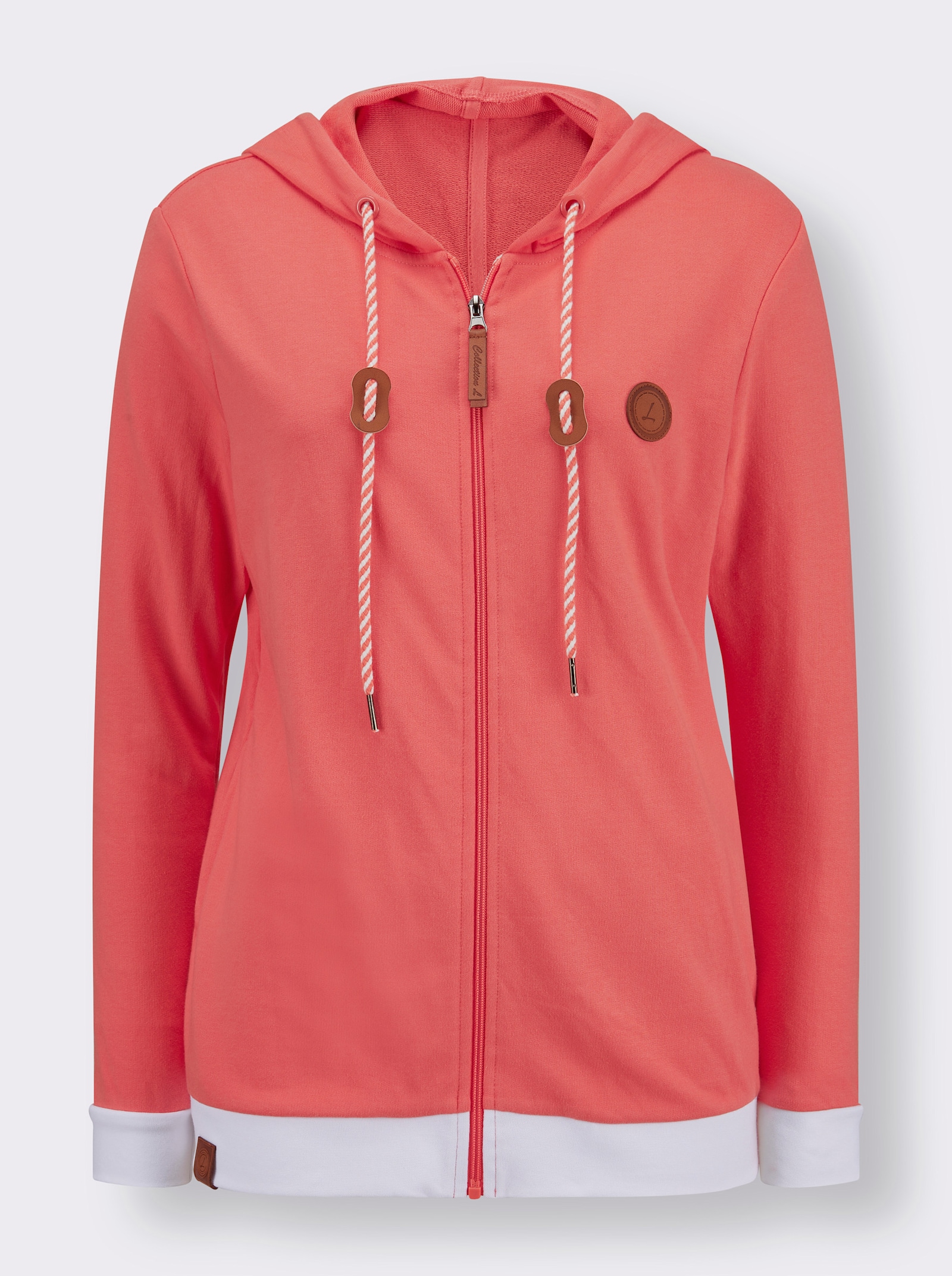 Shirtjacke mit Kontrast-Details - koralle