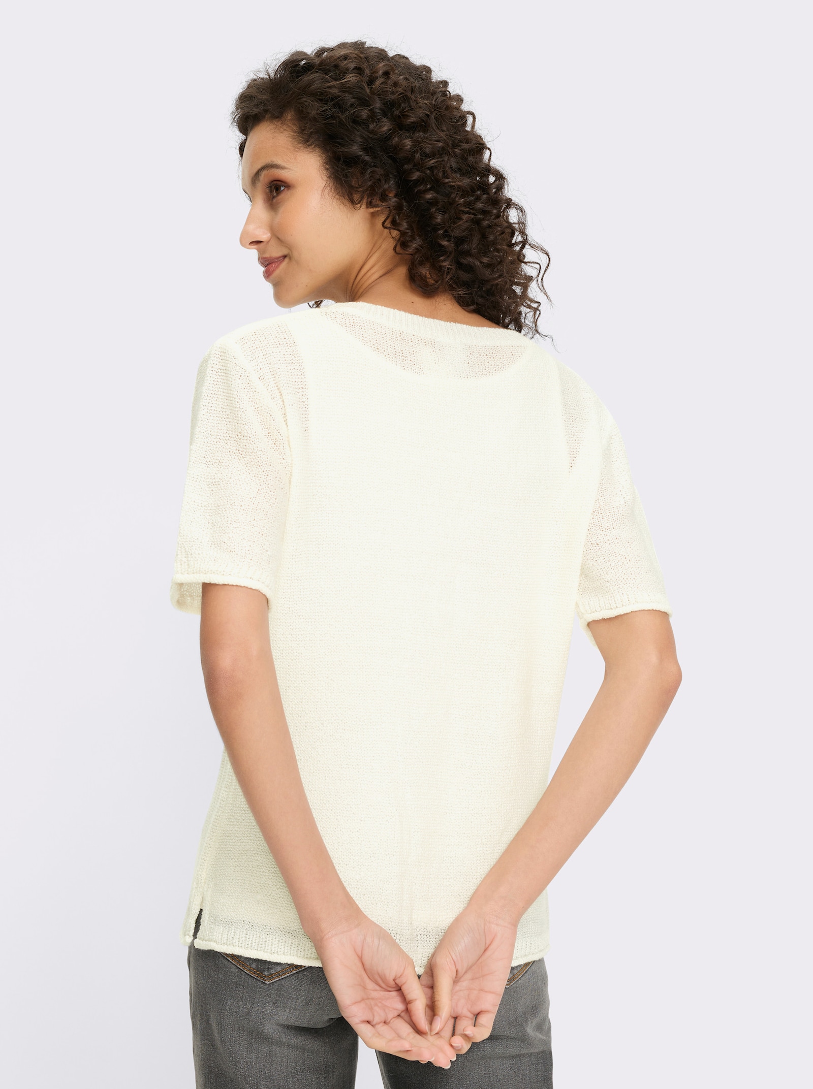 heine Pull à manches courtes avec fil fantaisie - écru