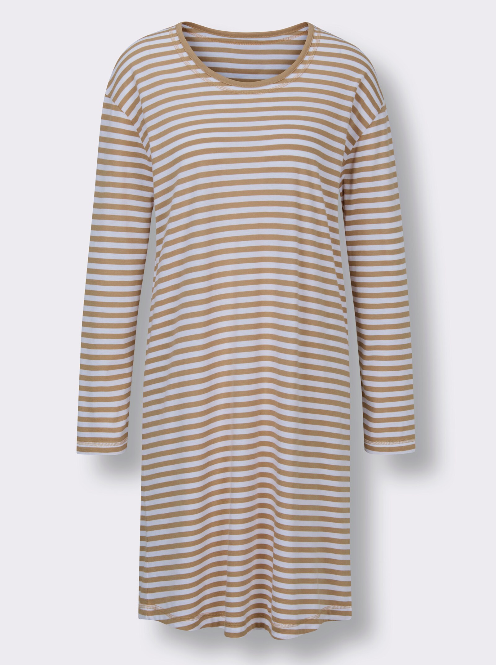 wäschepur Sleepshirt im Ringel-Look - camel-weiß