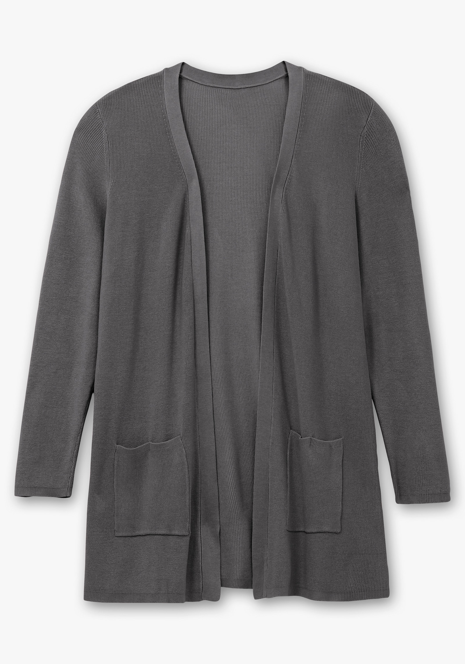 Longstrickjacke in Viskose-Qualität - anthrazit