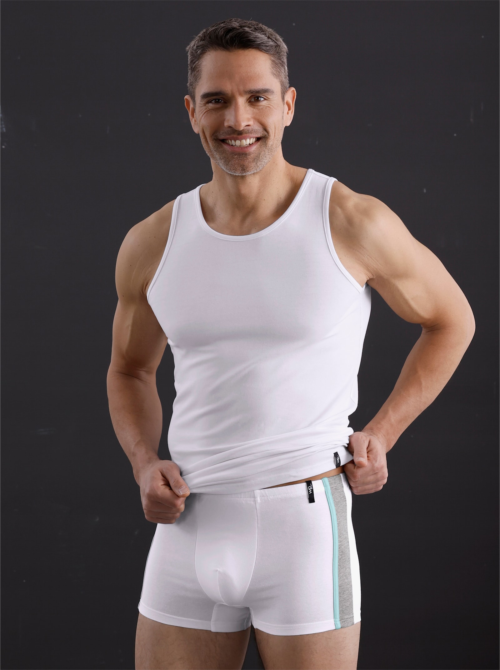 wäschepur men Pants - weiß + grau + anthrazit