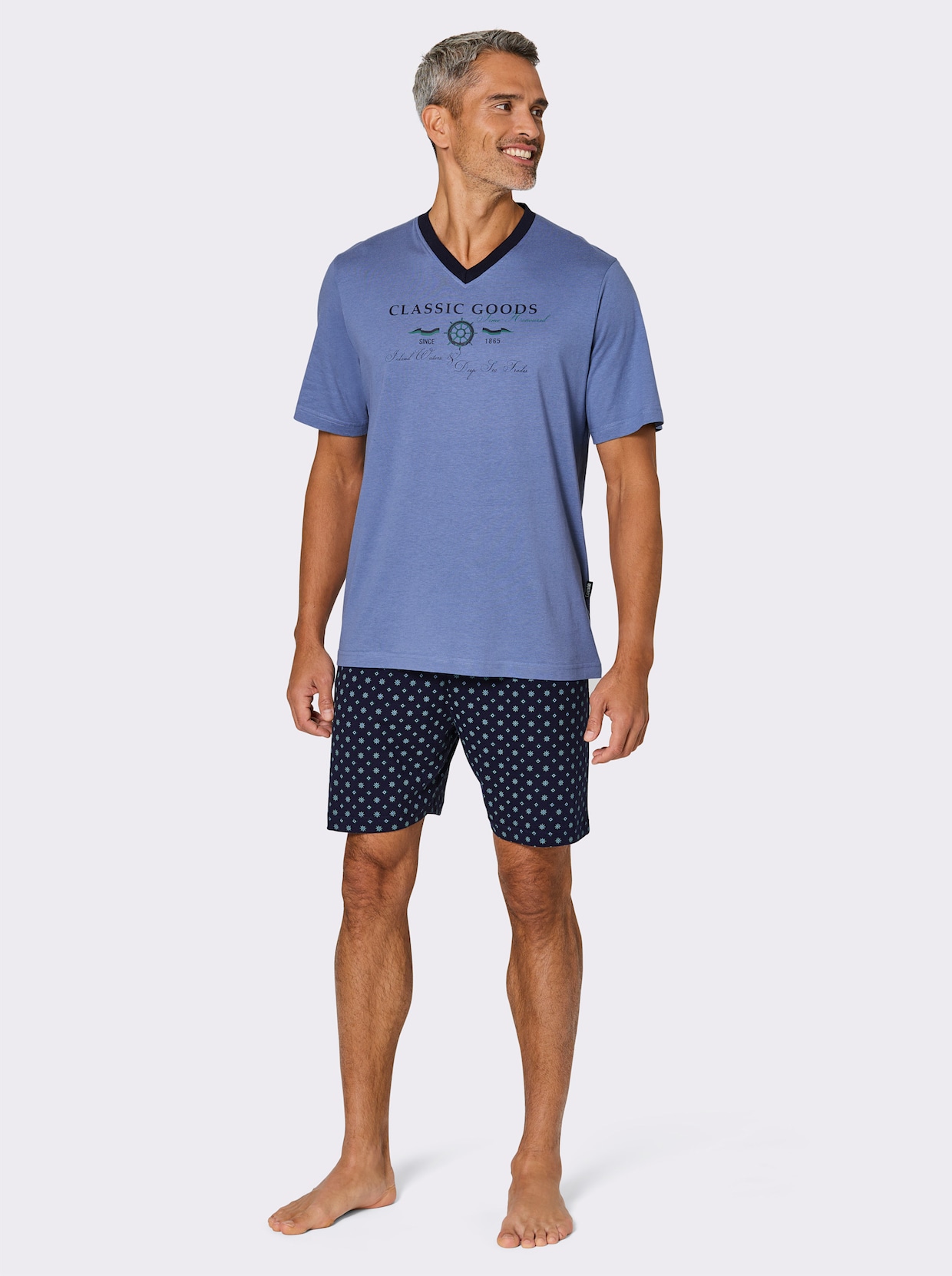 Comte Shorty - marine-himmelblau-bedruckt