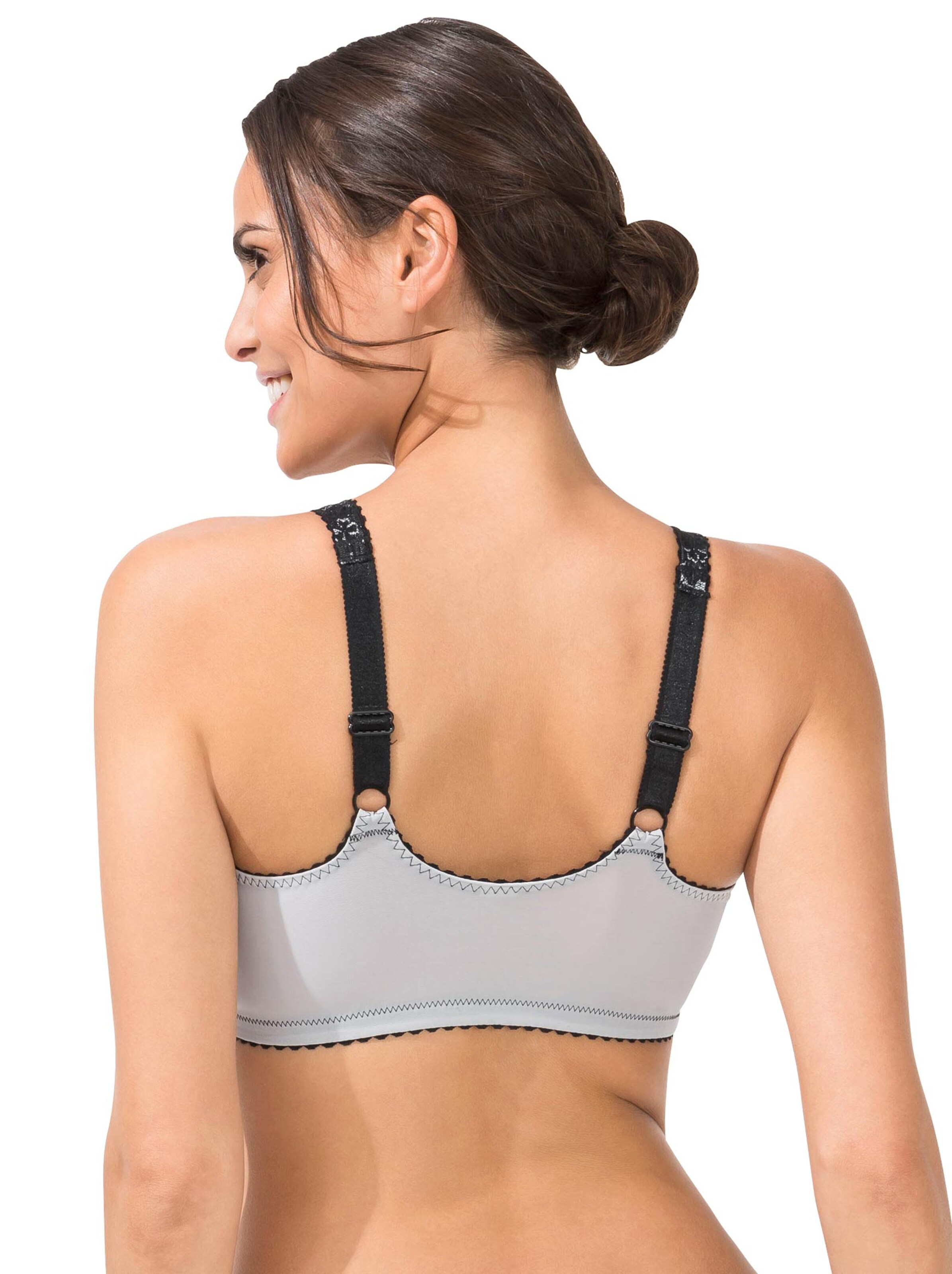 wäschepur Vorderverschluss-BH ohne Bügel - grau-schwarz