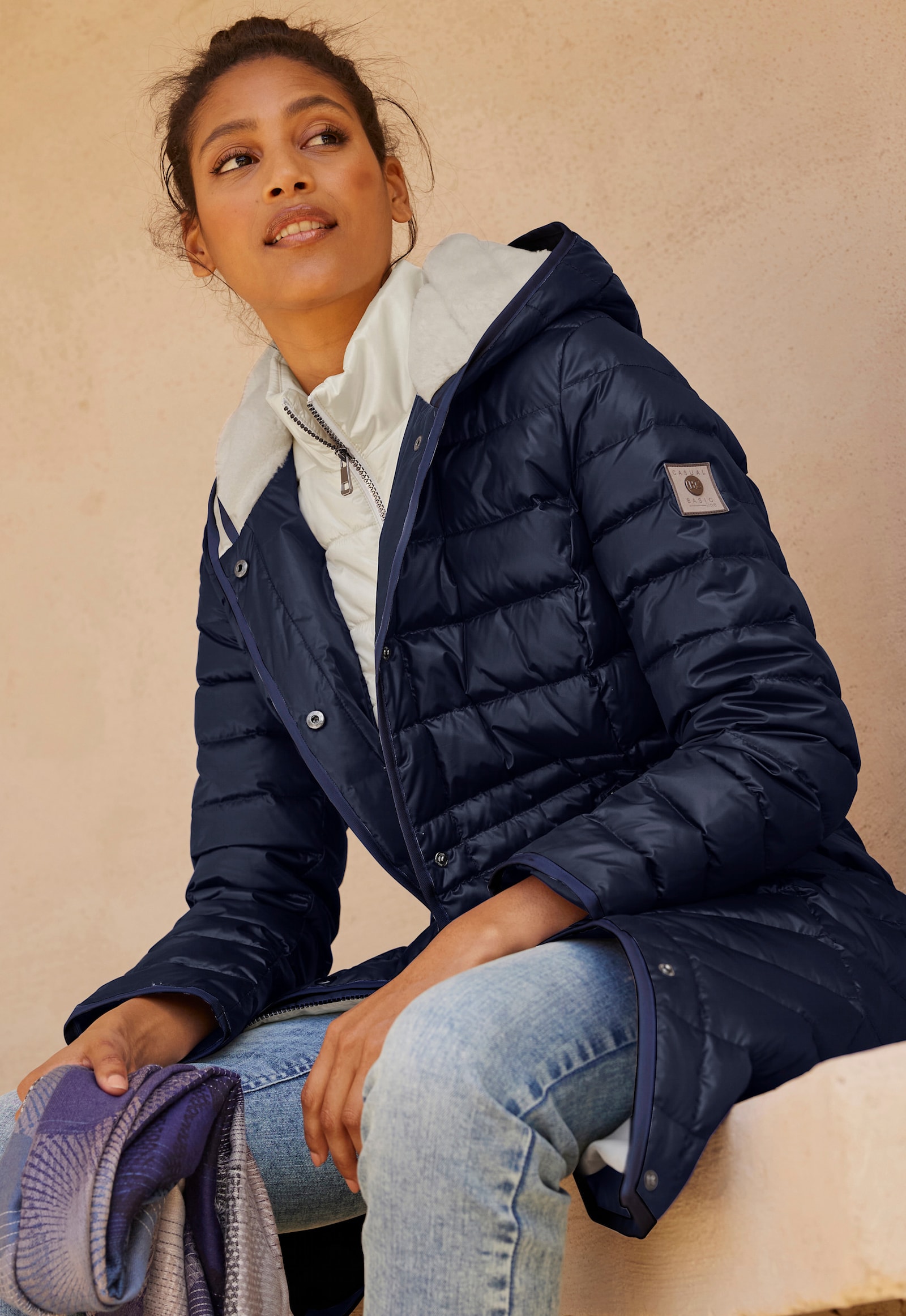 heine Manteau matelassé avec rembourrage en plumes et duvet - marine