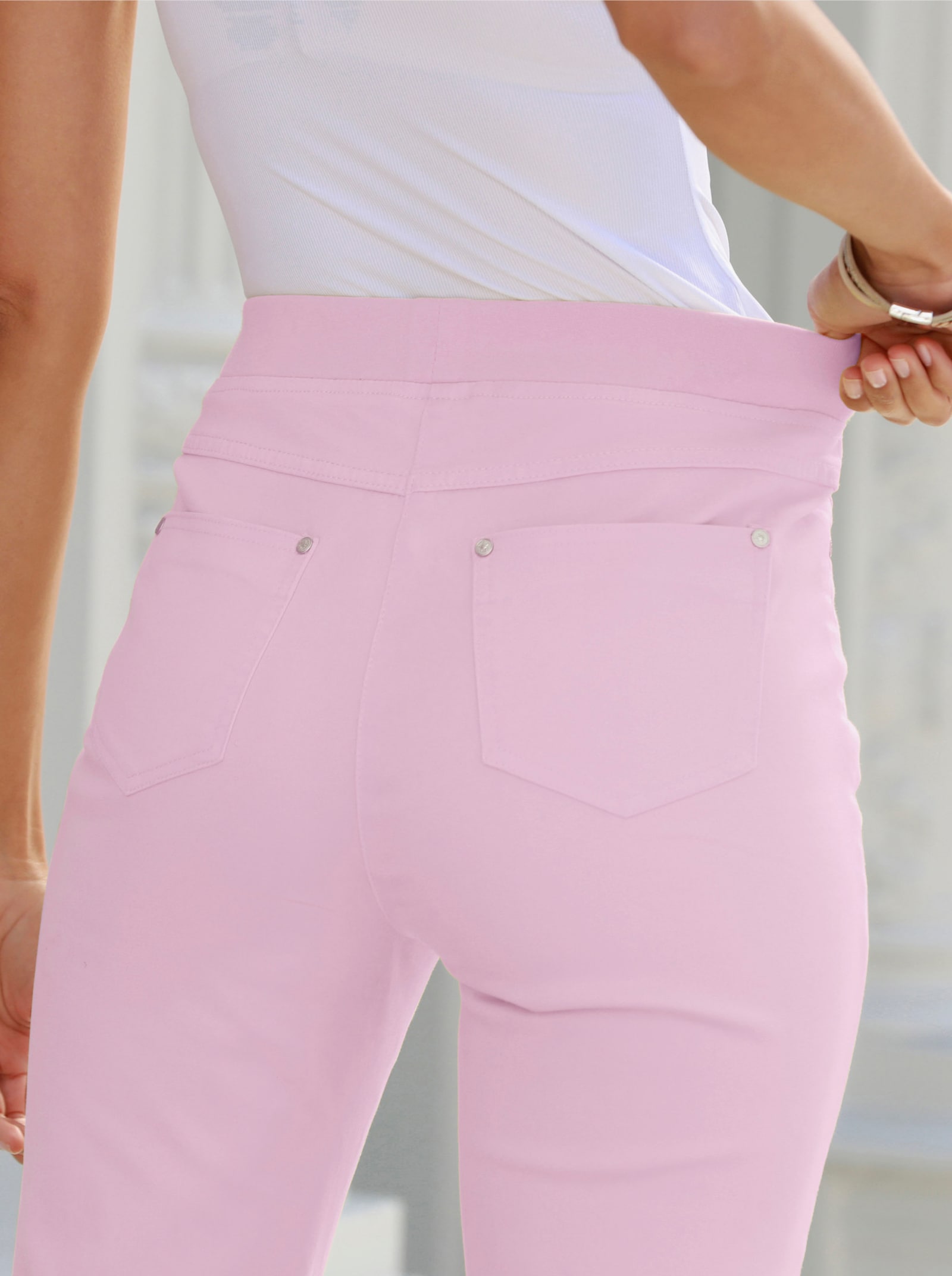 7/8-Jeans mit Jersey-Bund in softer Qualität - rosé