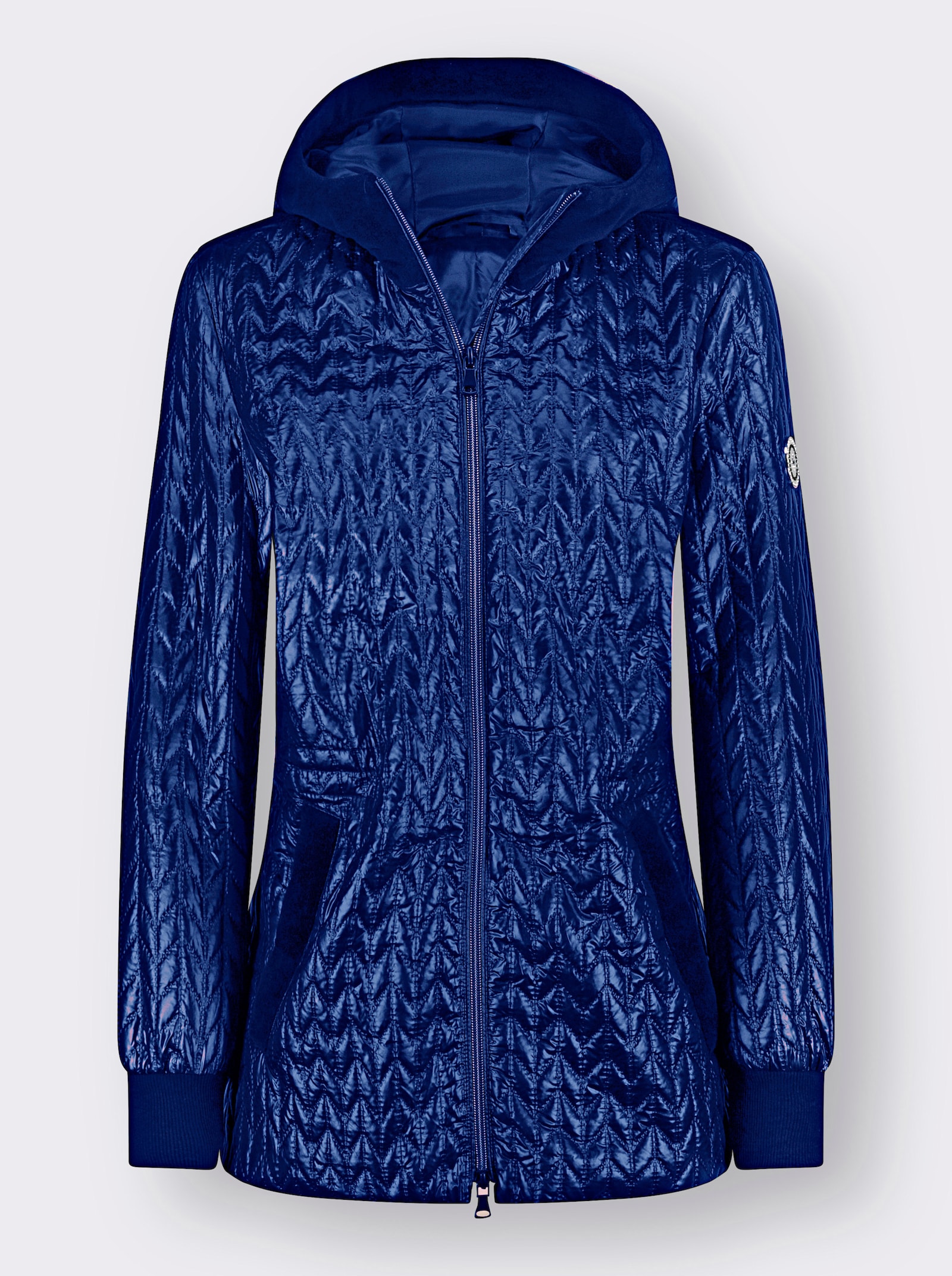 Steppjacke mit Details aus Samt - royalblau