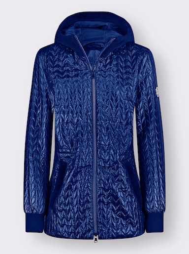 Steppjacke mit Details aus Samt - royalblau
