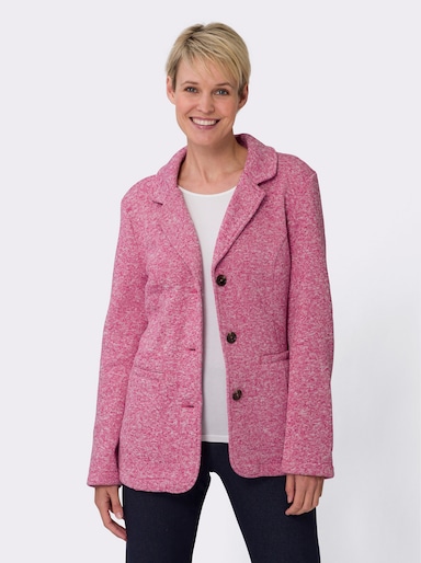 Strickfleece-Blazer - fuchsia-meliert