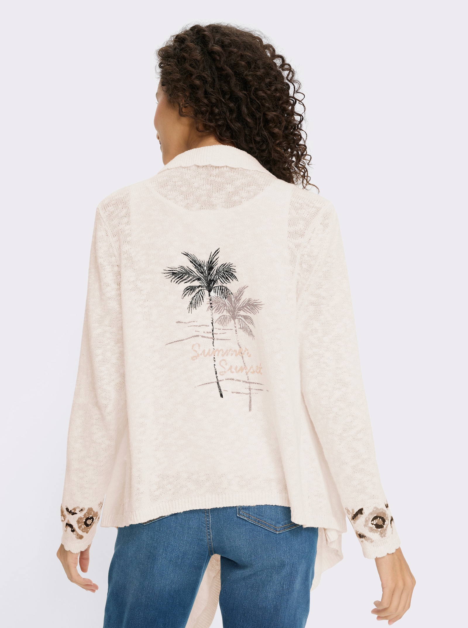 heine Feinstrickjacke mit platziertem Druck hinten - ecru-beige-bedruckt