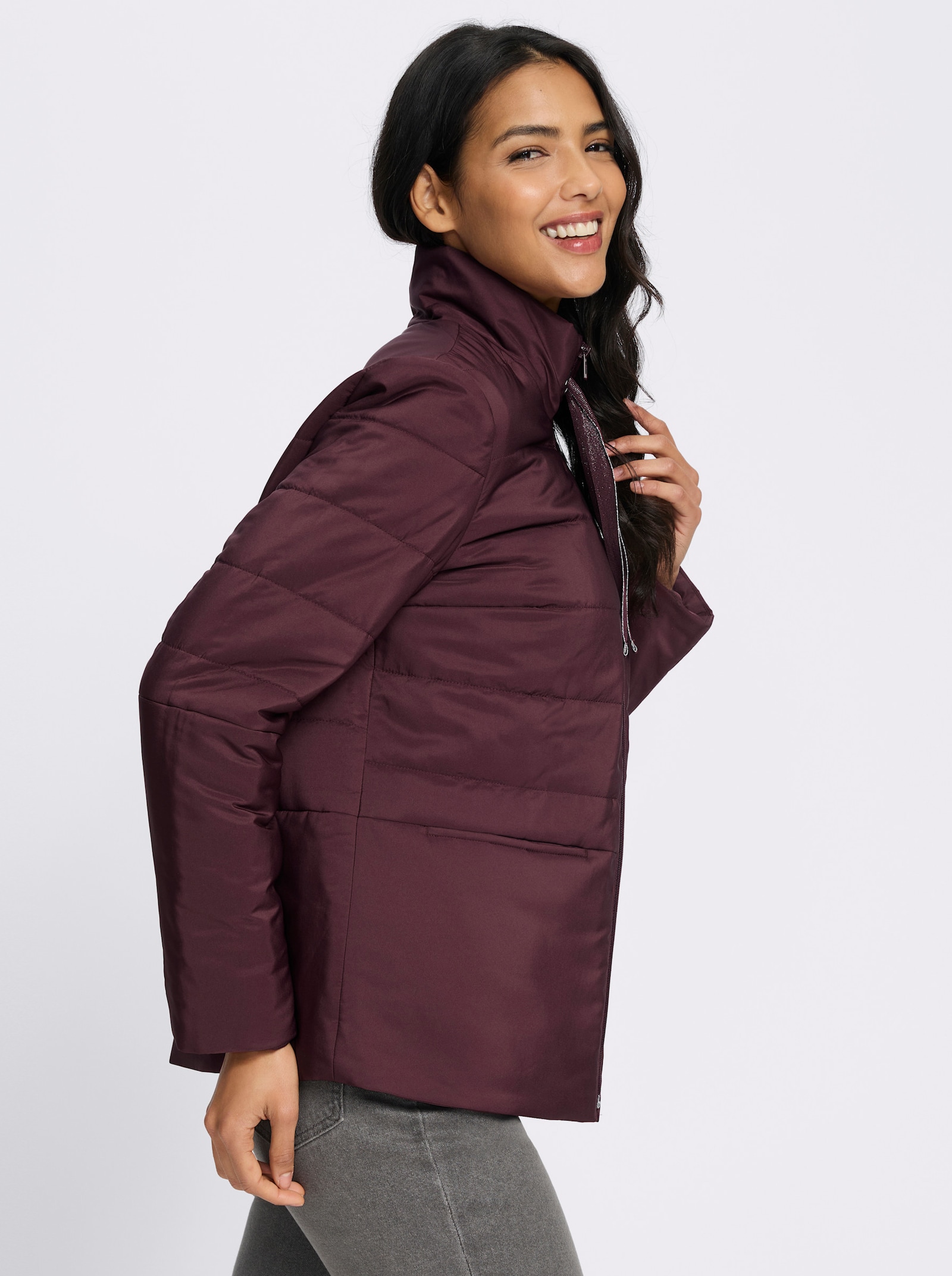 Steppjacke in kastiger Form - burgund