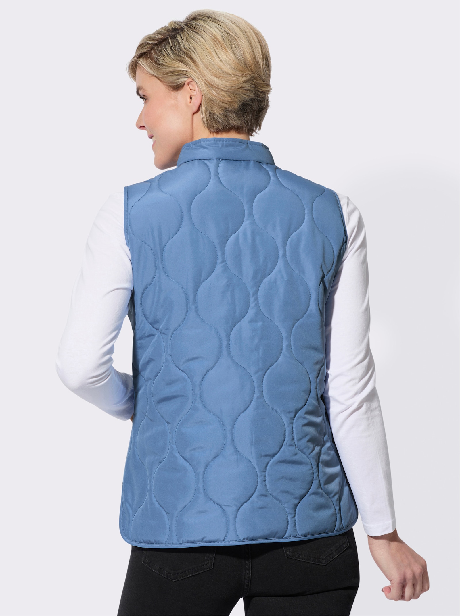 Steppweste wellenförmige Steppung - mittelblau
